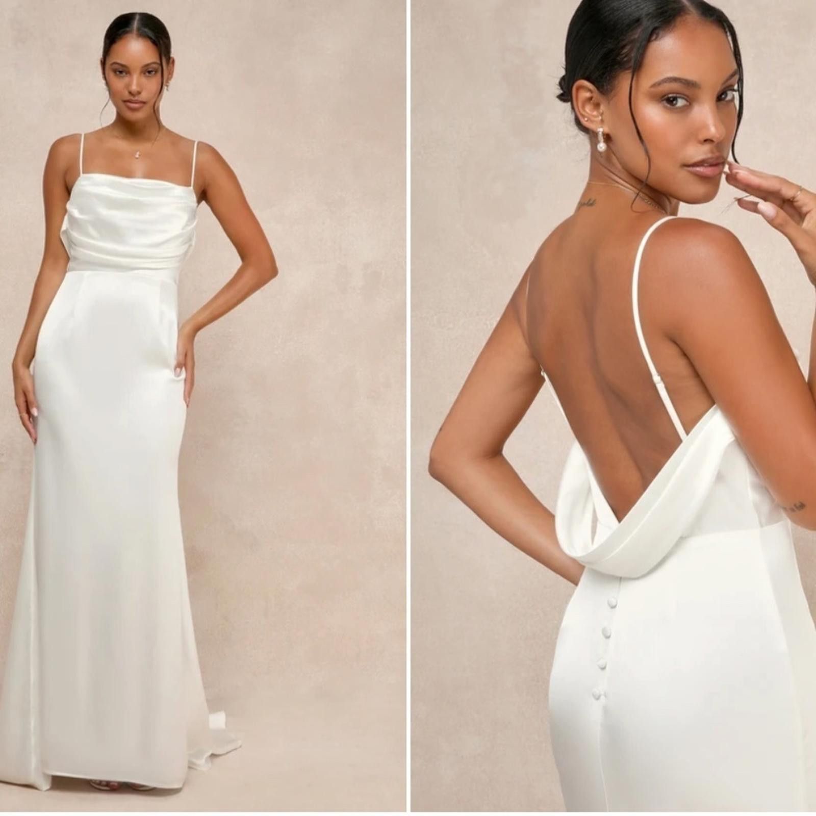 Lulus LULU's Bridal Sexy Elegant Sophisticated Chic Satin Gown Size XL / US 12-14 / IT 48-50 - 3 Thumbnail