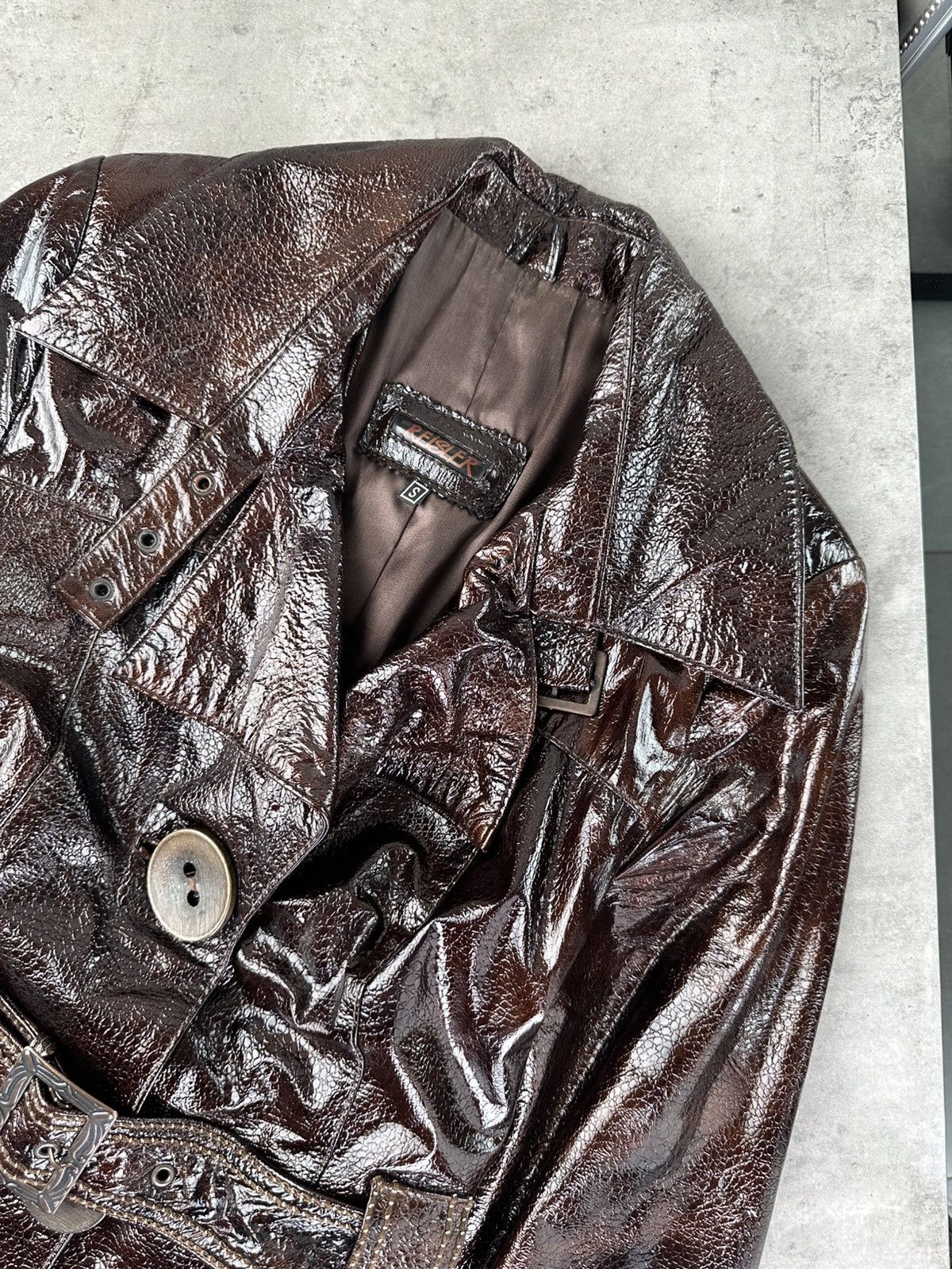 Japanese Brand Vintage Faux Patent Leather Jacket Size S / US 4 / IT 40 - 4 Thumbnail