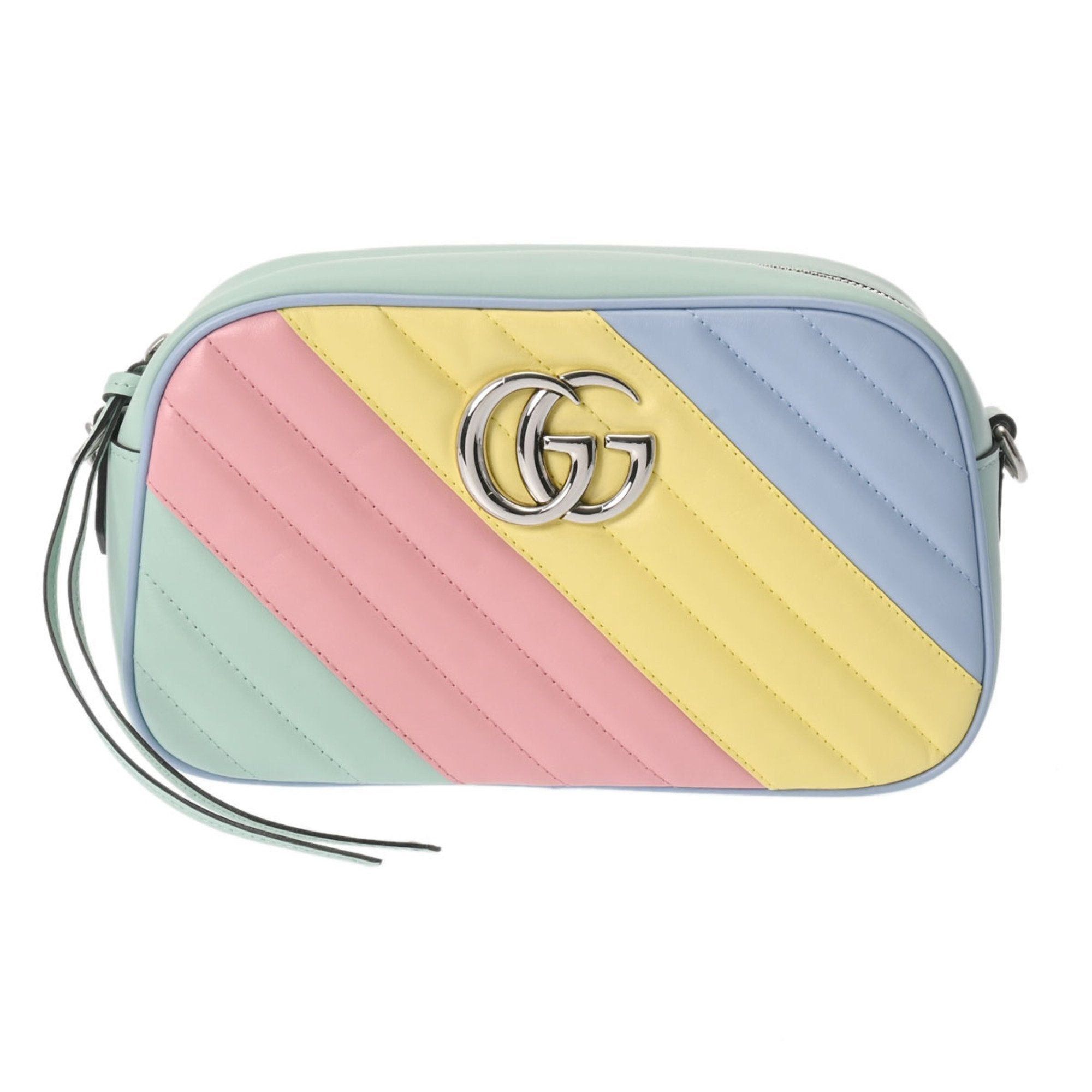 image of Gucci GG Marmont Quilted Multicolor 447632 Women's Leather Shoulder Bag in Black