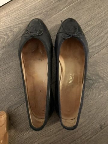 Chanel Chanel Interlocking CC Leather Ballet Flats Black Size US 8.5 / IT 38.5 - 6 Thumbnail
