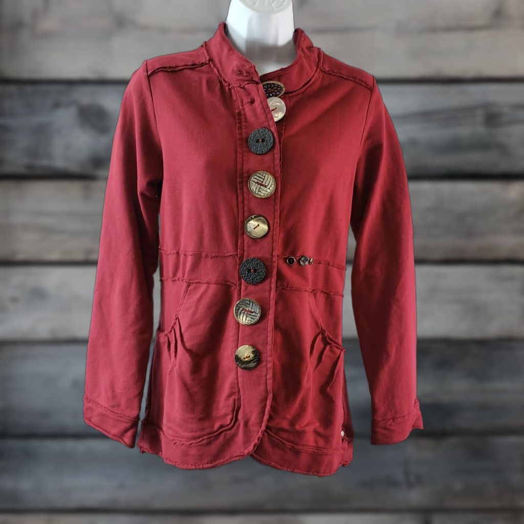 Vintage Neon Buddha Womens Jacket Sz XS Red Button Front Pockets Cotton Blend Size XS / US 0-2 / IT 36-38 - 1 Thumbnail