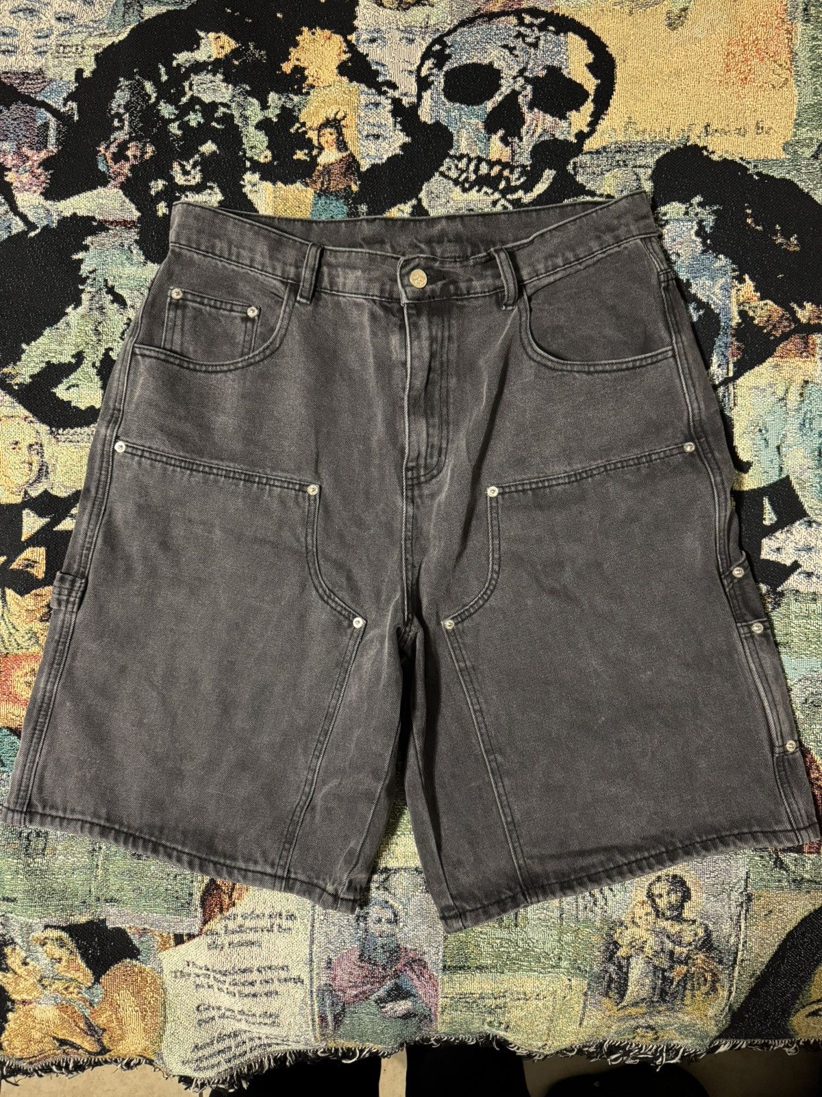 G59 Records G59 Washed Grey Denim Logo Shorts Size US 34 / EU 50 - 2 Thumbnail