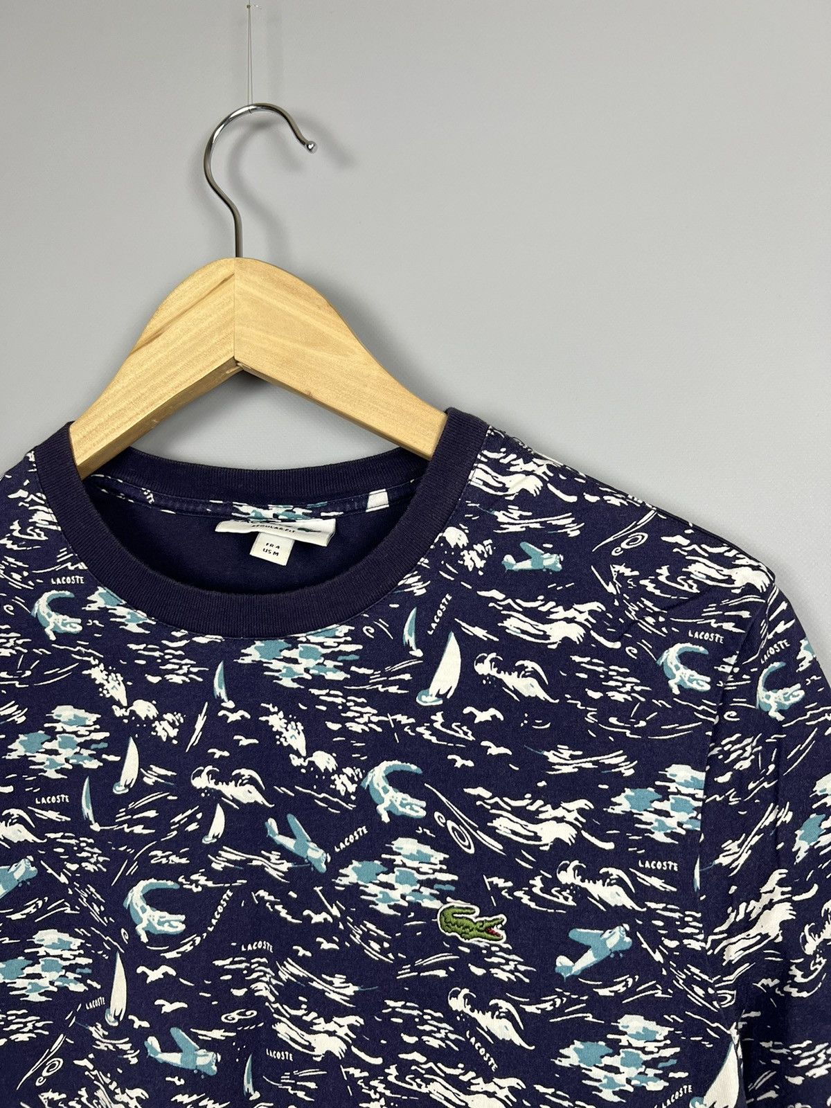 Lacoste (S-M) Rare Lacoste crocodile multi logo monogram tee Size US M / EU 48-50 / 2 - 2 Thumbnail