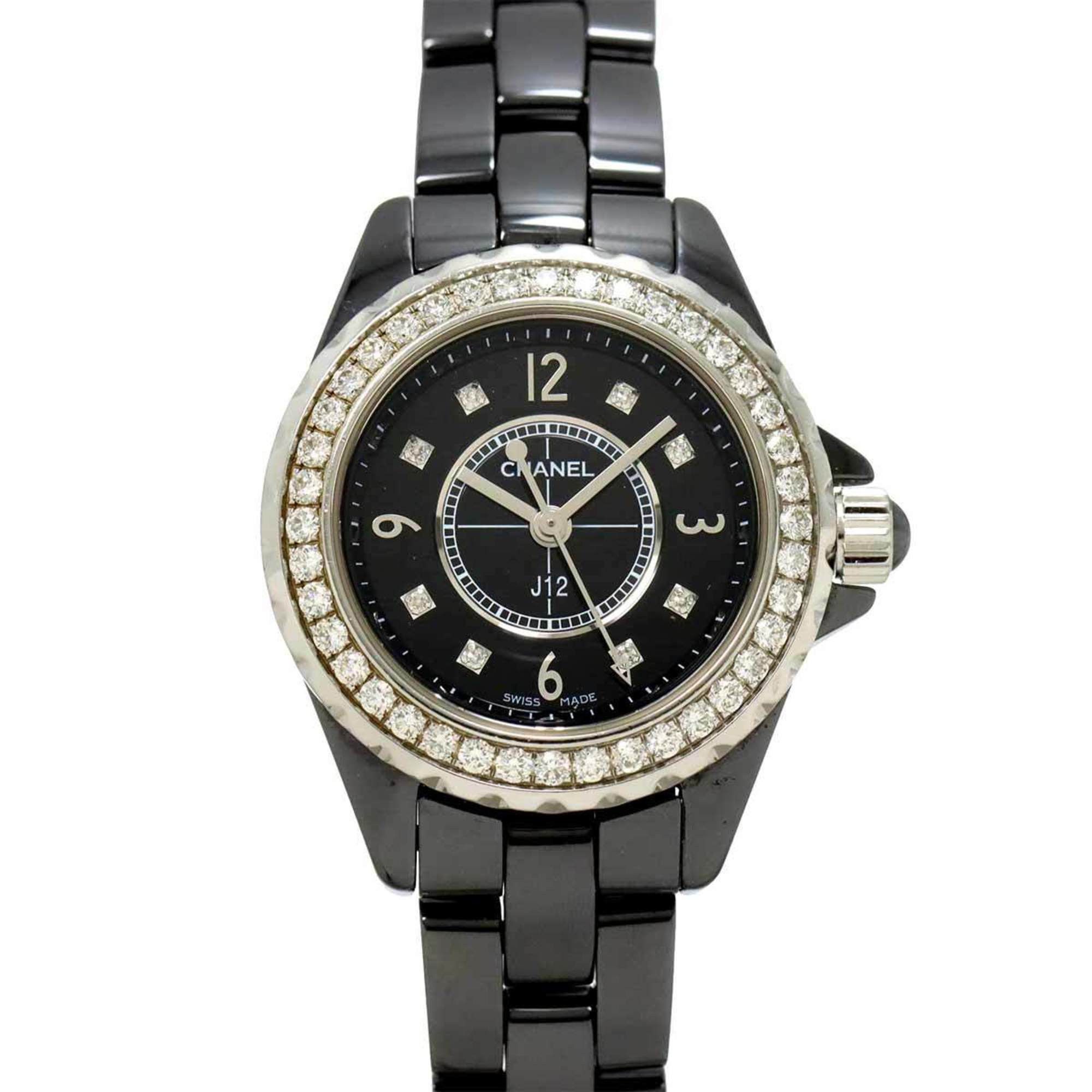 CHANEL J12 29mm H2571 Diamond Bezel Women's Watch, Black Ceramic