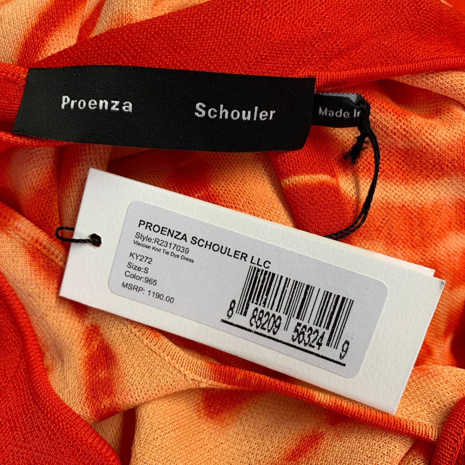Proenza Schouler Size S Orange Viscose Tie Dye Crossback Maxi Dress Size S / US 4 / IT 40 - 5 Thumbnail