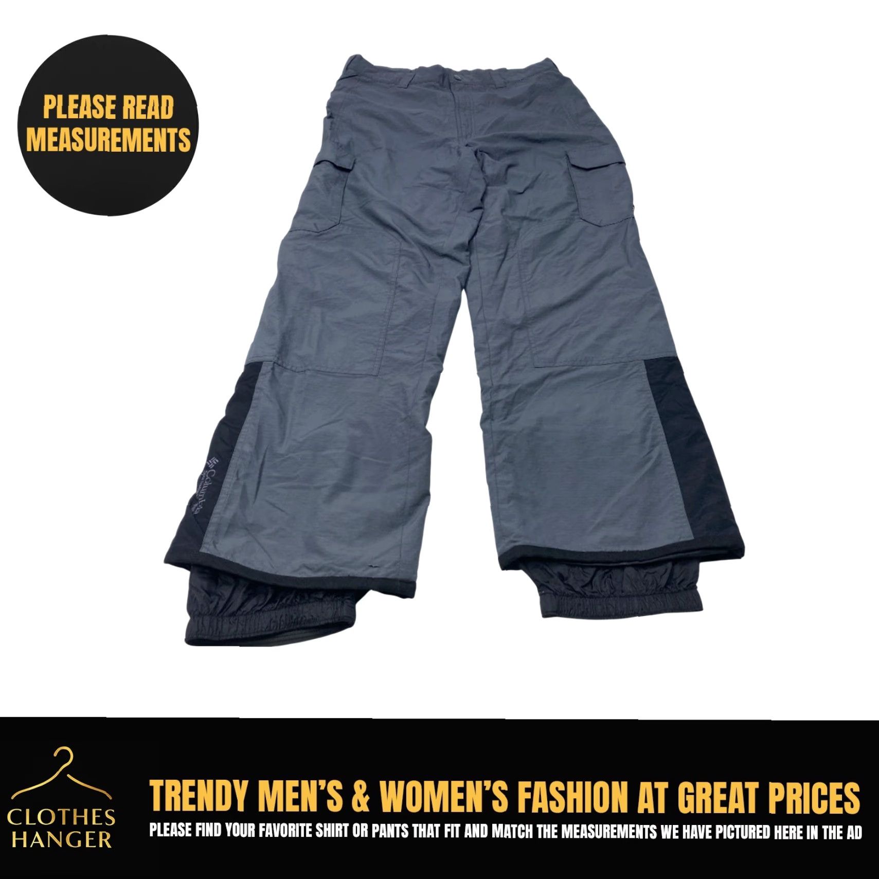 Vintage Columbia Cargo Pants Mens Large 36x32 Gray Black Elastic Waist Hiking Outdoor Pants Mens Gray-Columbia Cargo Outdoor Hiking 90s? Size US 36 / EU 52 - 2 Thumbnail