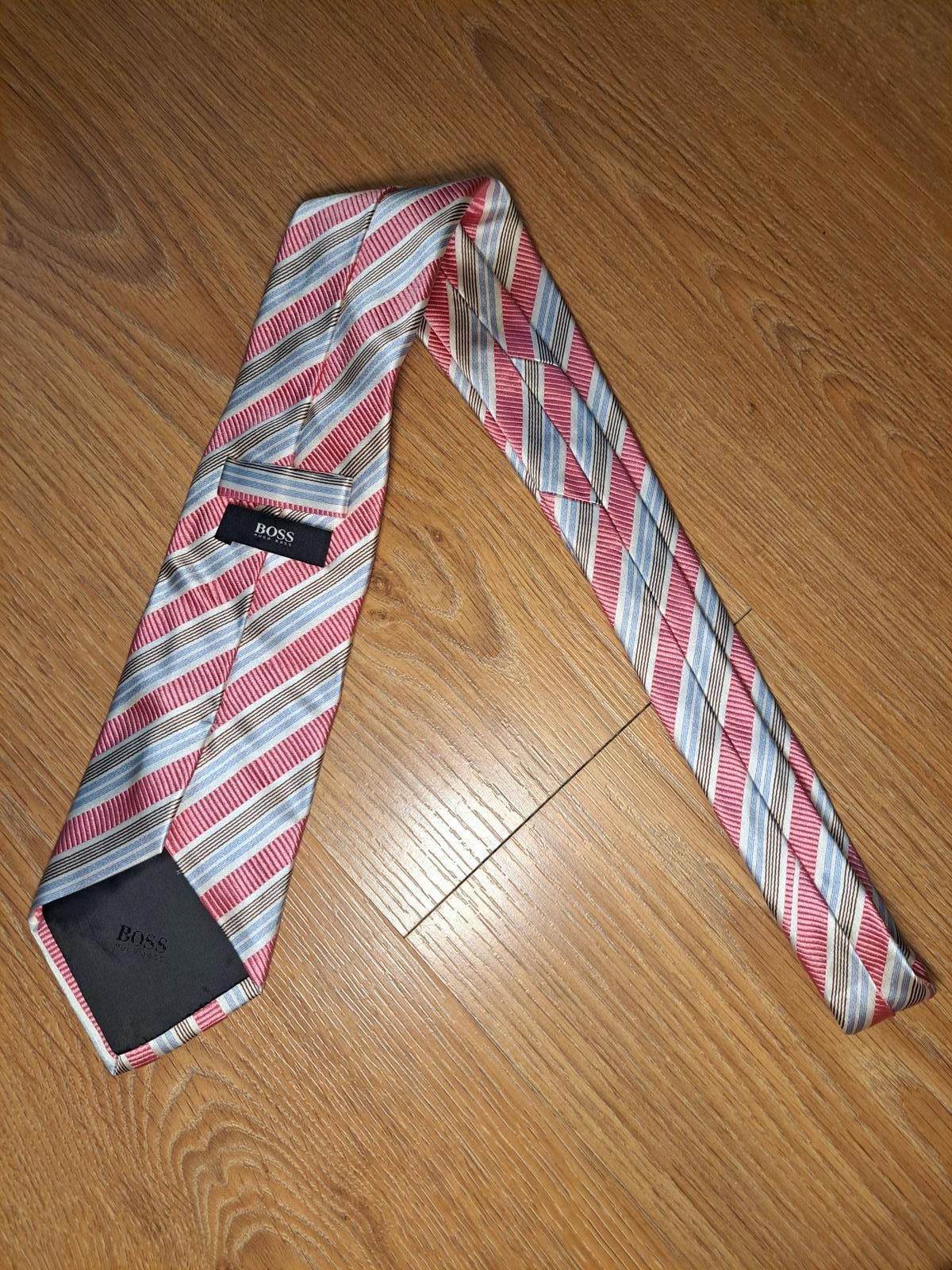 Hugo Boss Hugo Boss 100% Silk Tie Mens Striped Pink Necktie Size ONE SIZE - 6 Thumbnail