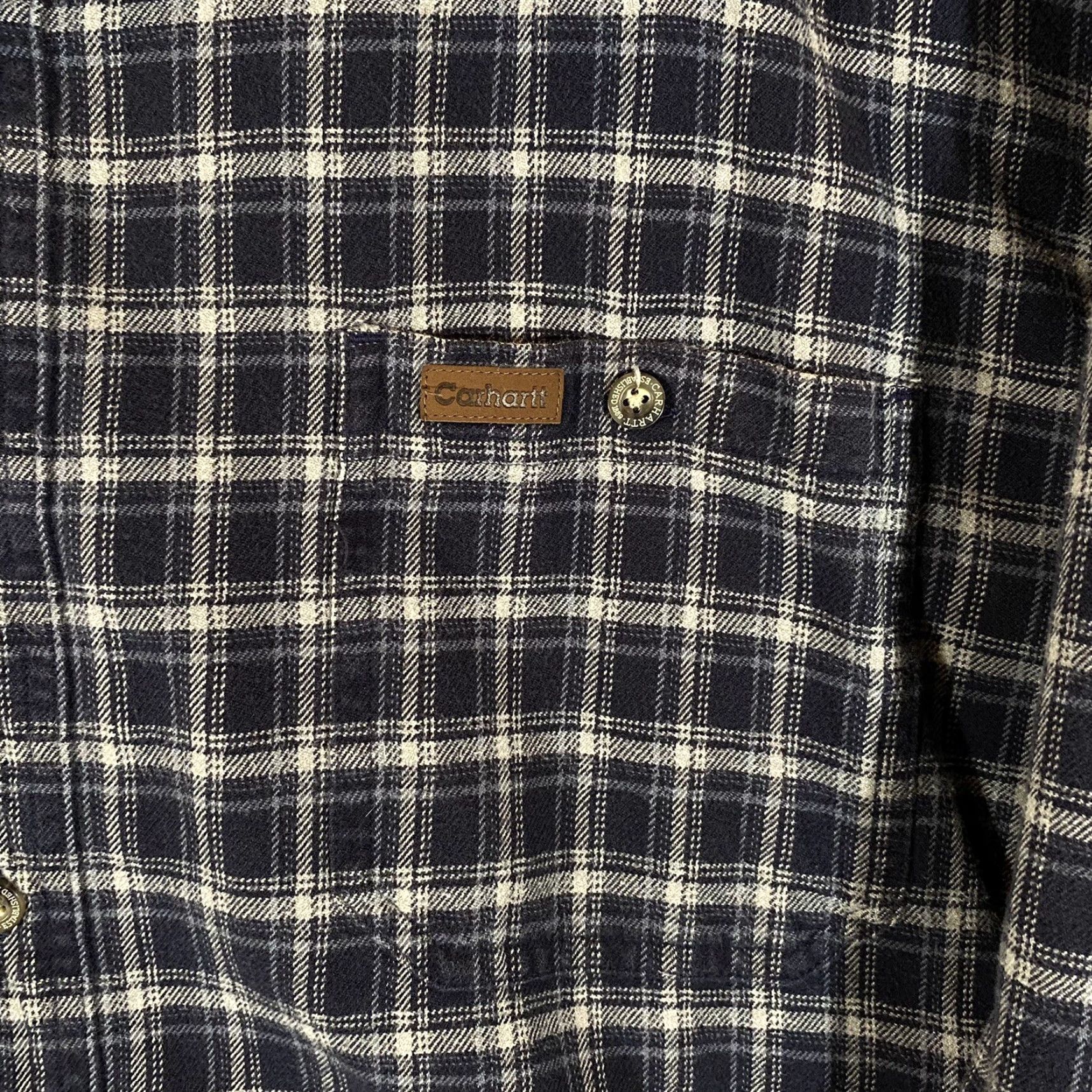 Carhartt VINTAGE? No, not vintage. Carhartt Shirt Mens XL Blue White Plaid Button-Down Long Sleeve Work Casual Size US XL / EU 56 / 4 - 4 Thumbnail