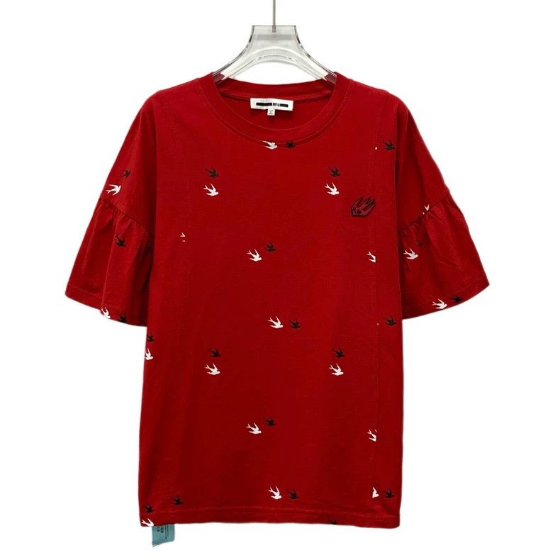 Alexander McQueen Alexander Mcqueen Red swallow print cotton round-neck lotu Size XS / US 0-2 / IT 36-38 - 1 Thumbnail