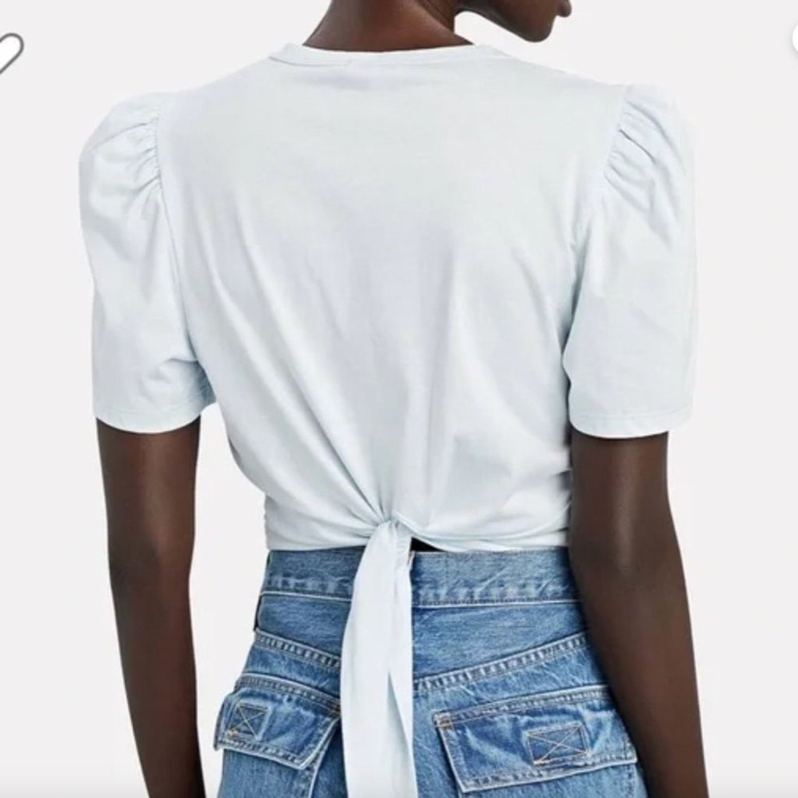 A.L.C. A.L.C. Monica Twist Front Tee NWT Small Blue Cotton Crop Size S / US 4 / IT 40 - 2 Thumbnail
