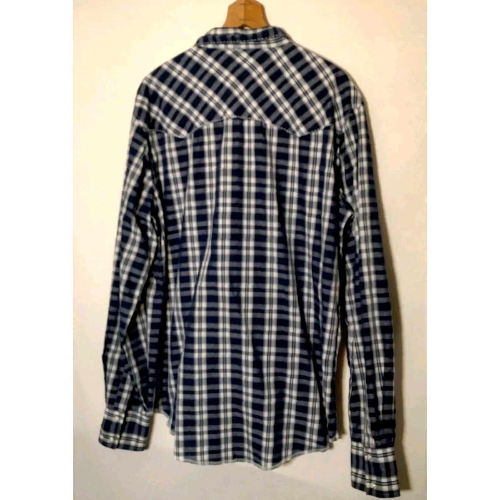Wrangler WRANGLER Western Plaid Pearl Snap Shirt Men Large Blue Cowboy Rodeo Workwear Size US L / EU 52-54 / 3 - 3 Thumbnail
