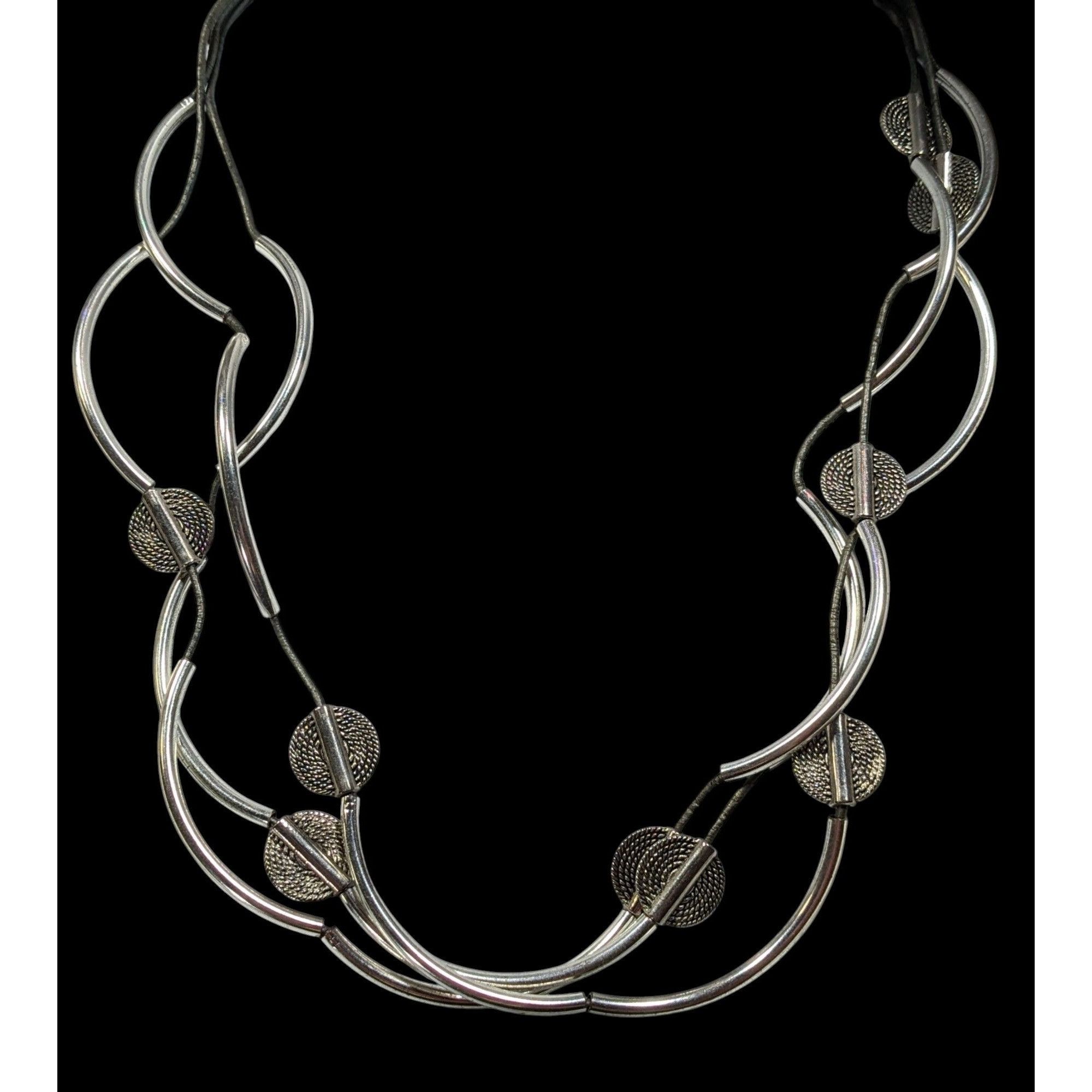 Other Lizzy James Abstract Disc And Curved Bar Silver Tone Metal A Size ONE SIZE - 4 Thumbnail