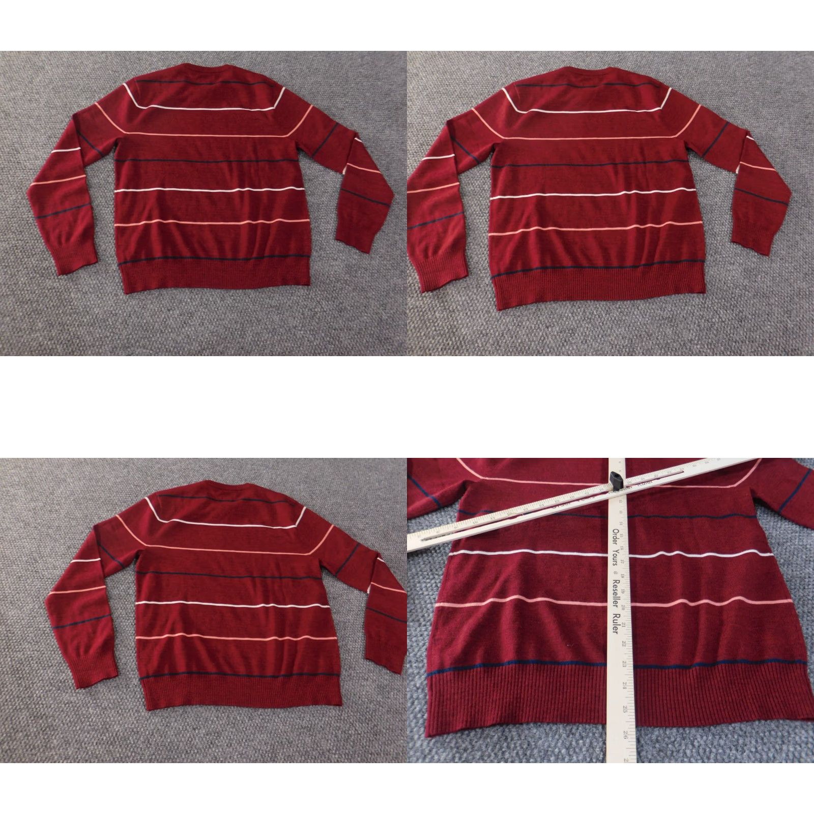 RVCA RVCA Mens Sweater Long Sleeve Crew Neck Red Knit Pullover Striped Cotton Logo Open-Knit Basic Regular Size S Mens Size US S / EU 44-46 / 1 - 8 Thumbnail