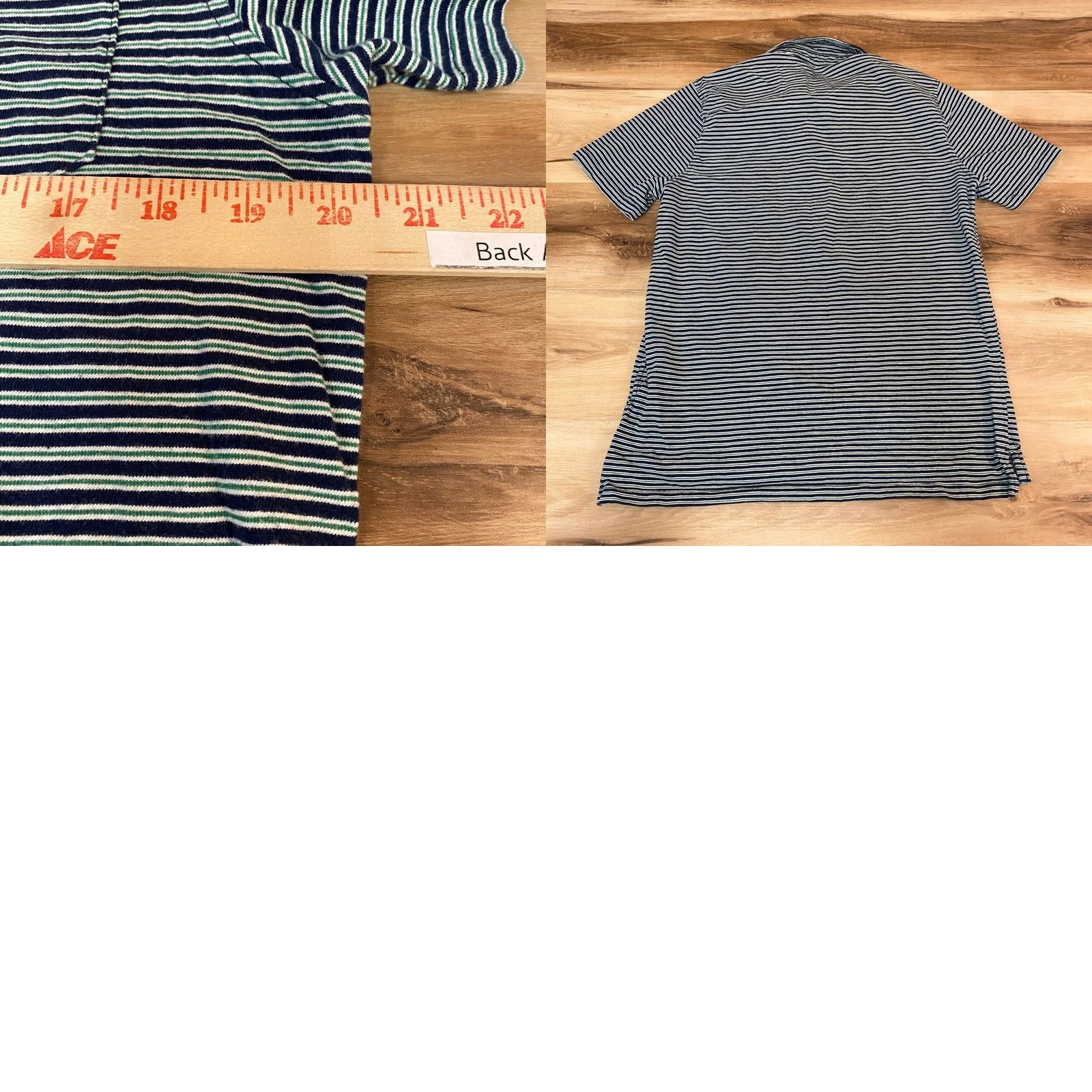 J.Crew J. Crew Polo Shirt Mens L Striped Slub Cotton Knit Short Sleeve Button-Down Pocket Navy Green Simulated Logo Casual Activewear Size US L / EU 52-54 / 3 - 8 Thumbnail
