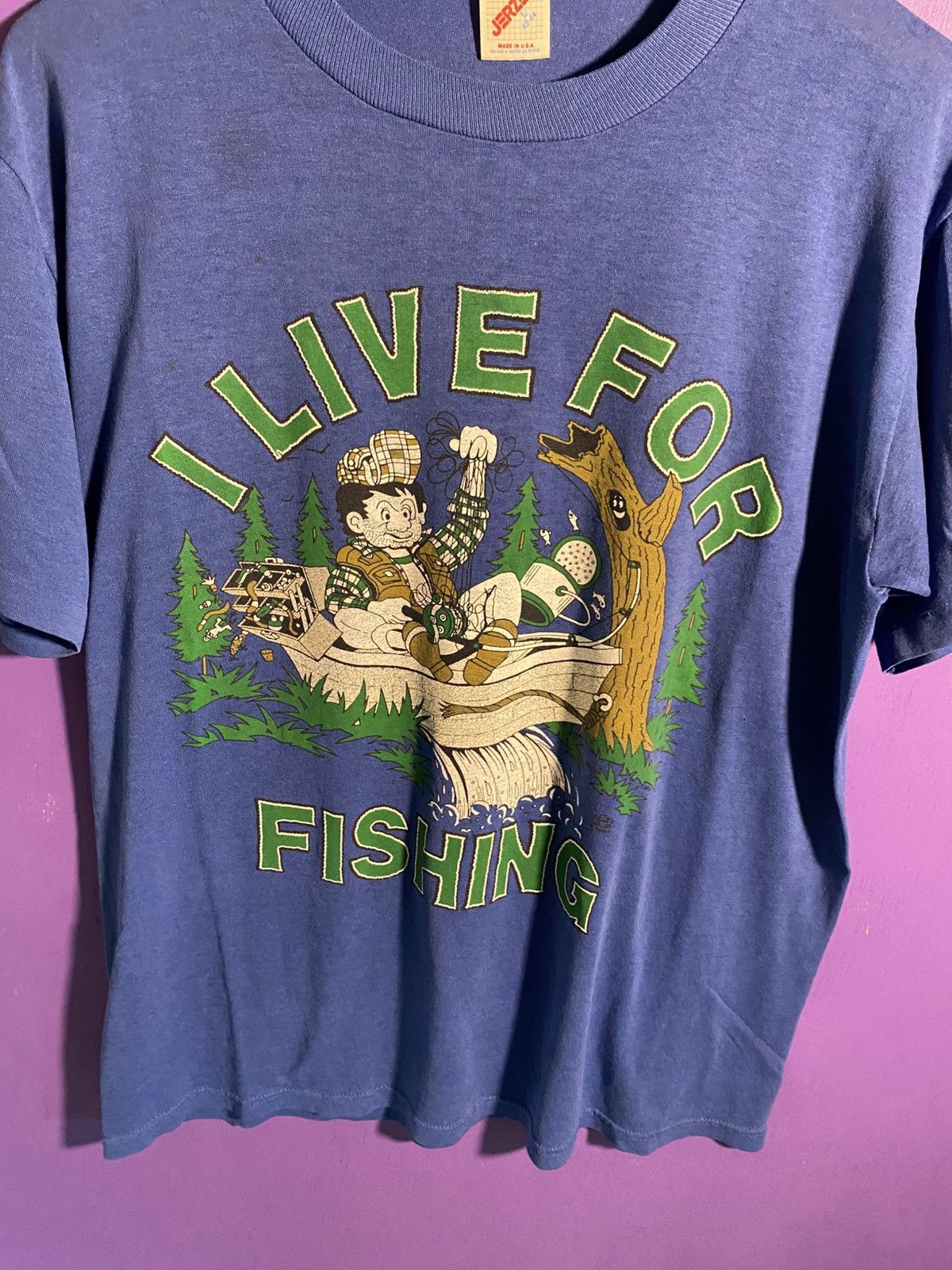 Other Vintage 80s I live for fishing nature tee Size US L / EU 52-54 / 3 - 3 Thumbnail