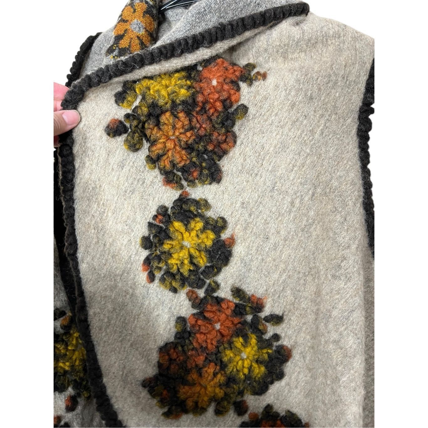 Other Vintage Concept Cardigan L Cream/Gray Wool Waterfall Sweater Size L / US 10 / IT 46 - 4 Thumbnail