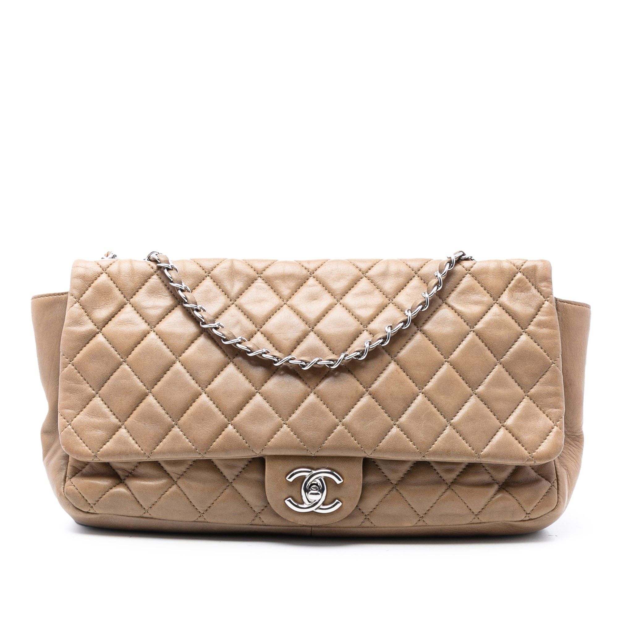 Chanel Jumbo Quilted Lambskin Coco Rain Flap in Brown, Women's