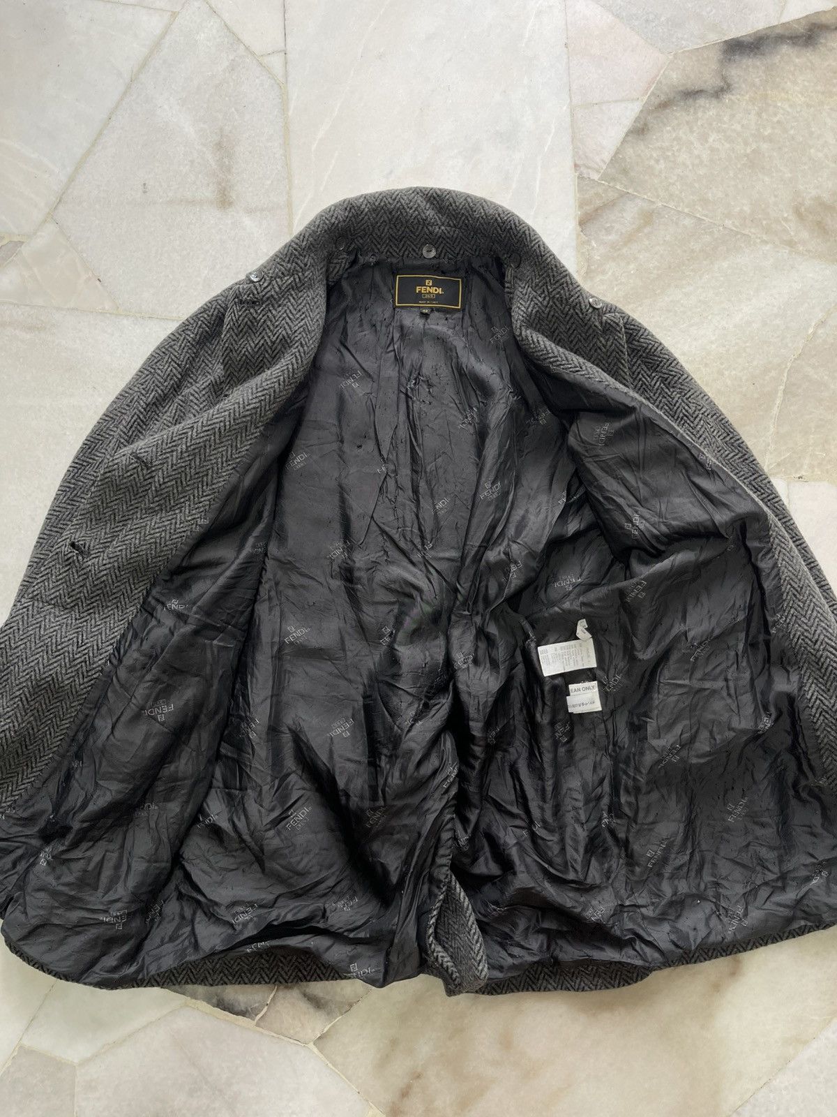 Fendi 90s Fendi Herringbone Alpaca Mohair Long Coat Size US L / EU 52-54 / 3 - 13 Thumbnail