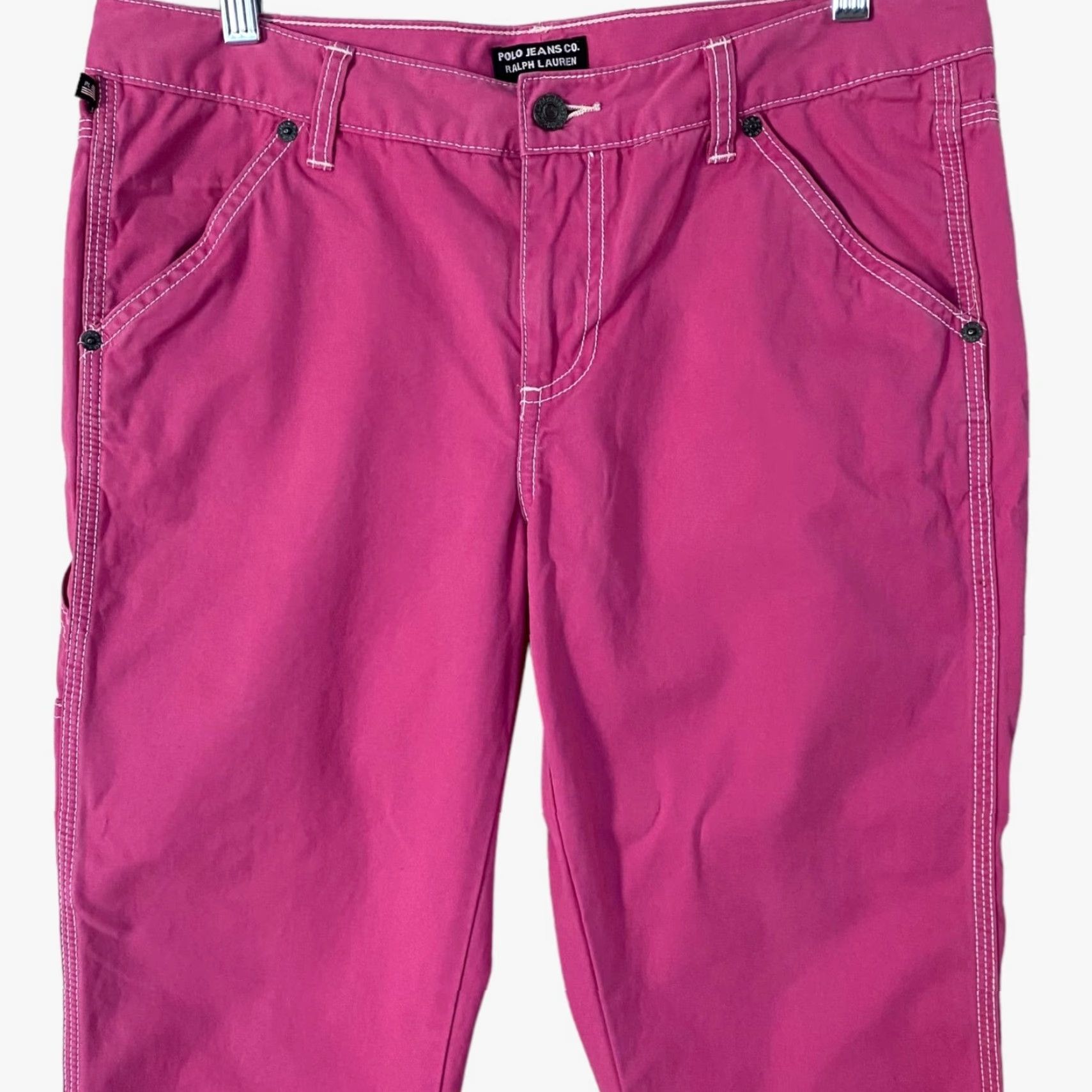 Ralph Lauren VINTAGE Y2K Ralph Lauren Cargo Carpenter Pants Womens 10 Pink Cropped Mid-Rise Straight Leg Size 32" / US 10 / IT 46 - 5 Thumbnail