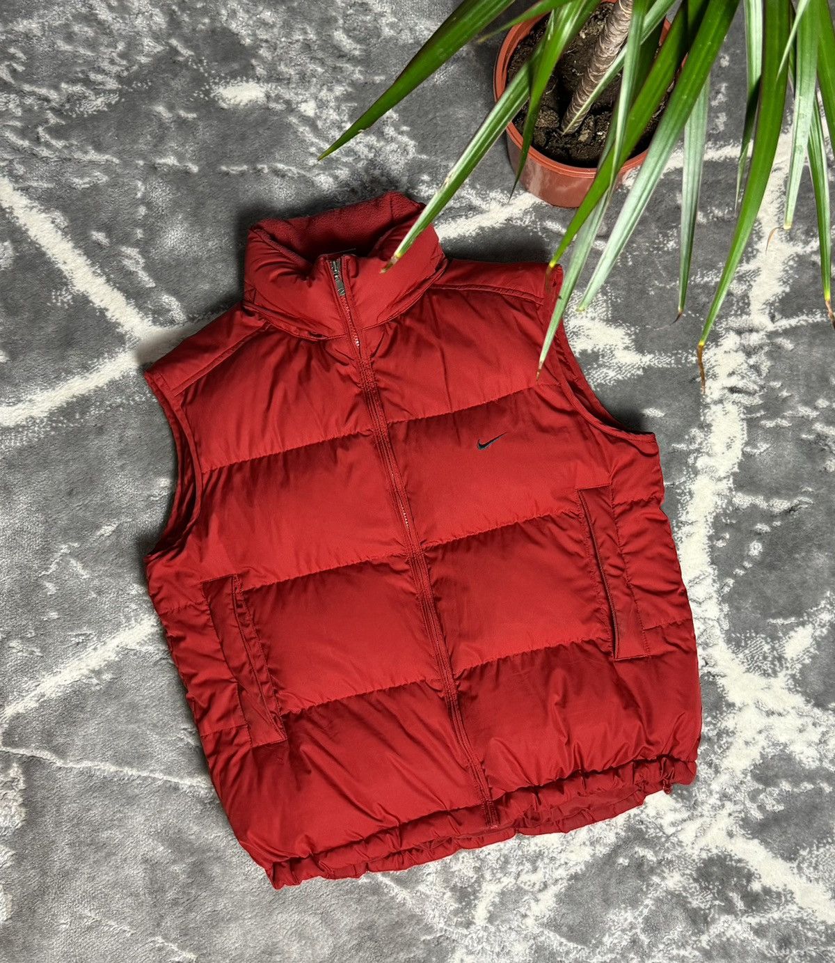 00s Nike Vintage Down Vest Mini Swoosh Drill Hooded