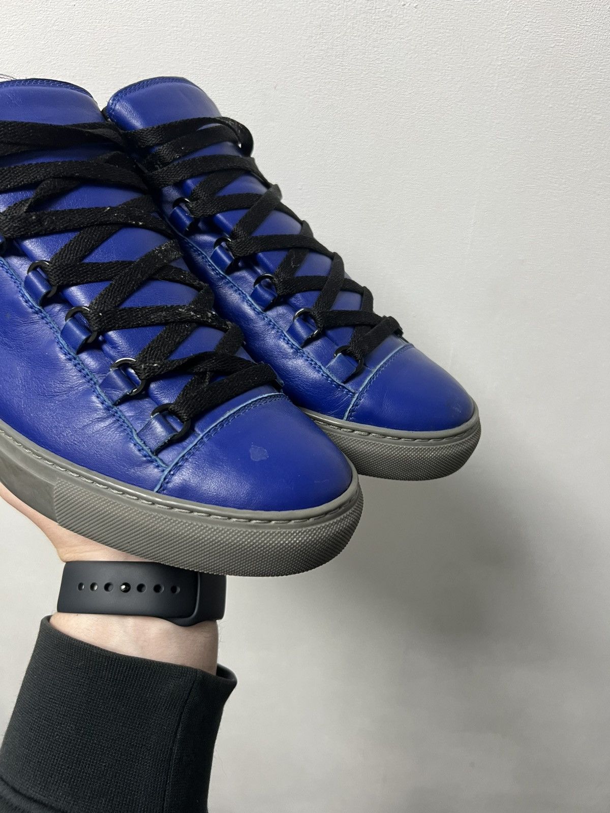 Balenciaga Balenciaga Arena High Black Cracked Leather Sneakers Size US 8 / EU 41 - 4 Thumbnail