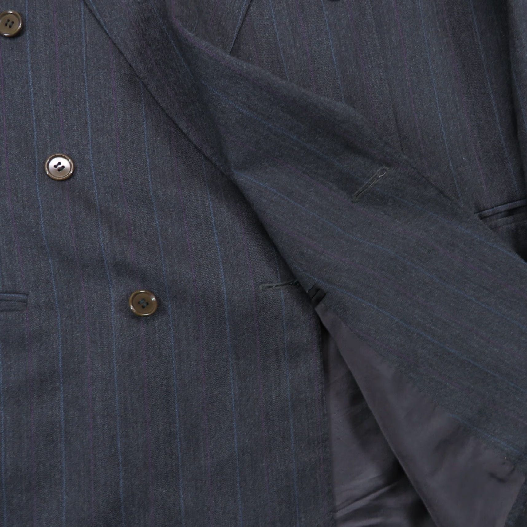 Canali VINTAGE Canali Milano Jacket 44R Charcoal Double-Breasted Wool Pinstripe Blazer Coat Men Size 44R - 5 Thumbnail