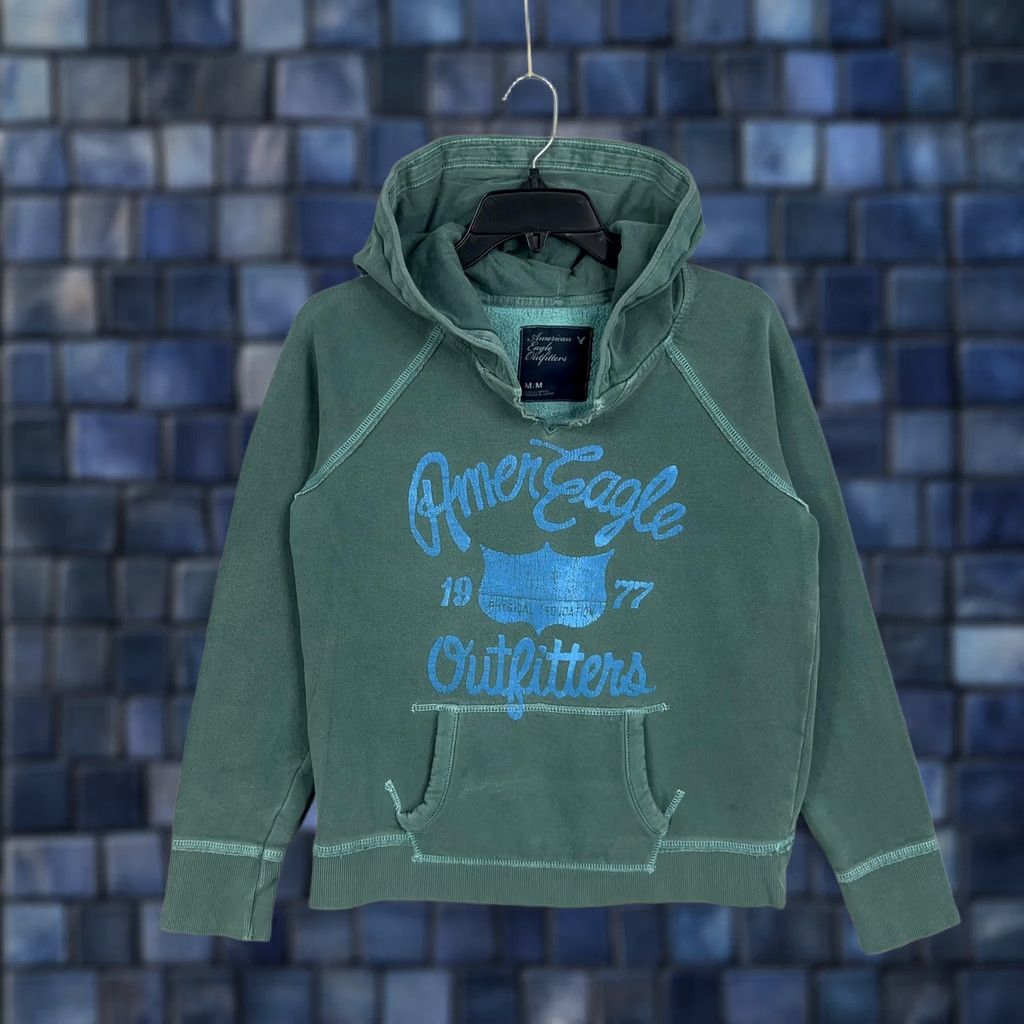 American Eagle Outfitters American Eagle Outfitters Hoodie Womens Medium Green Pullover Graphic 1977 Y2K Size M / US 6-8 / IT 42-44 - 1 Thumbnail