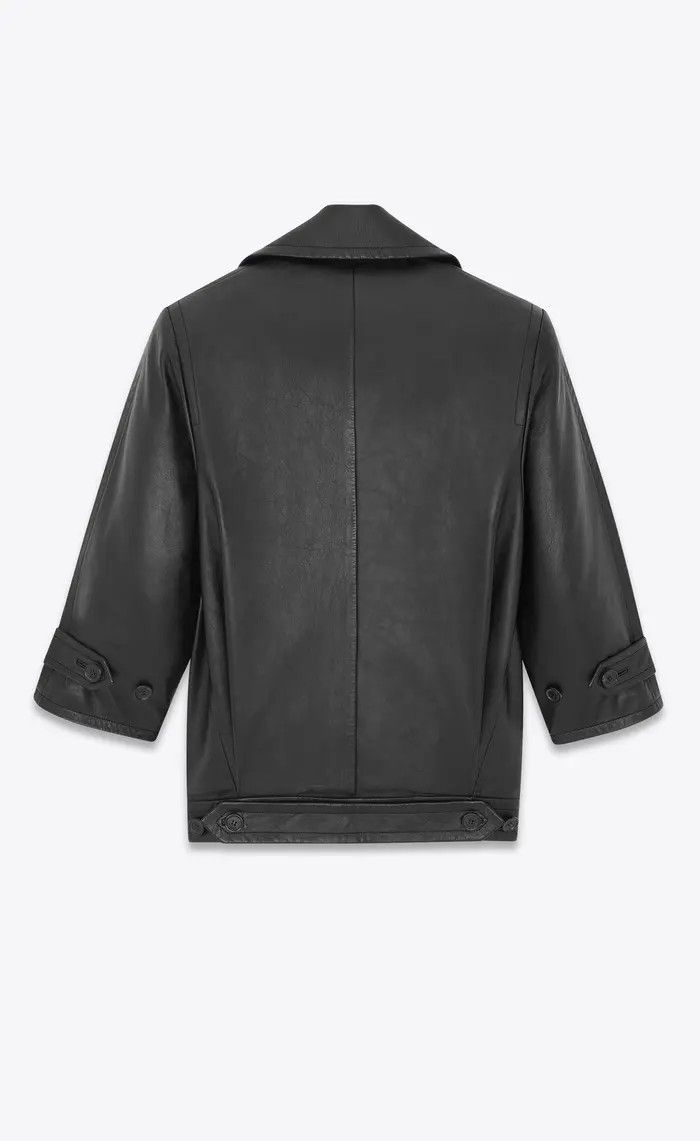 Saint Laurent Paris o1bcso1str0325 Coat In Drummed Lambskin in Black Size L / US 10 / IT 46 - 2 Thumbnail