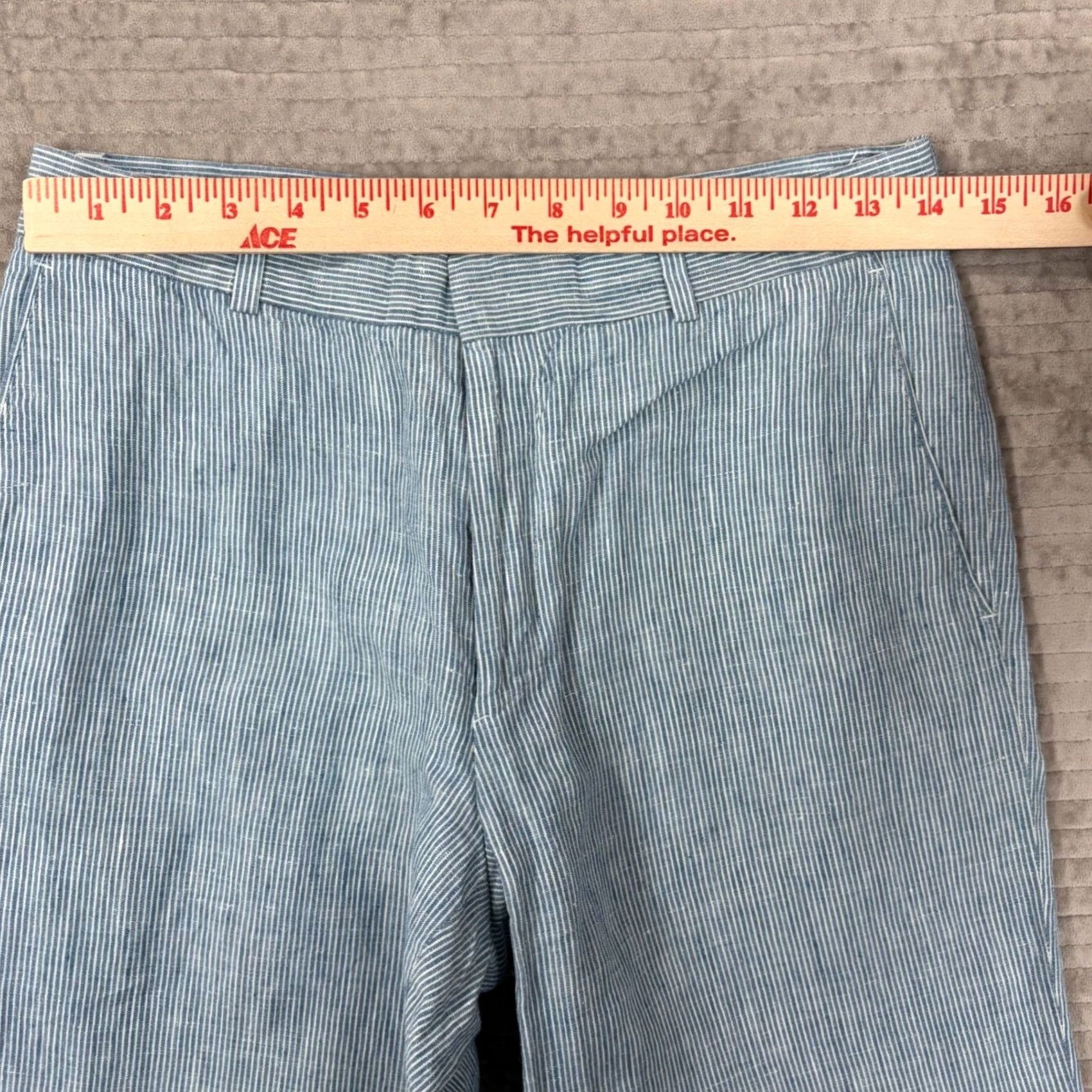 CO 1909 from The Haspel Co. Blue White Pinstripe Linen Wide Leg Trousers Pants Sz 8 Size 30" / US 8 / IT 44 - 6 Thumbnail