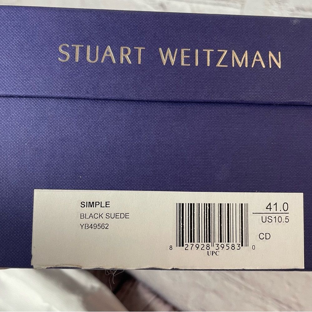 Stuart Weitzman New Stuart Weitzman Simple Black Block Glitter Heel Suede S Size US 10.5 / IT 40.5 - 8 Thumbnail