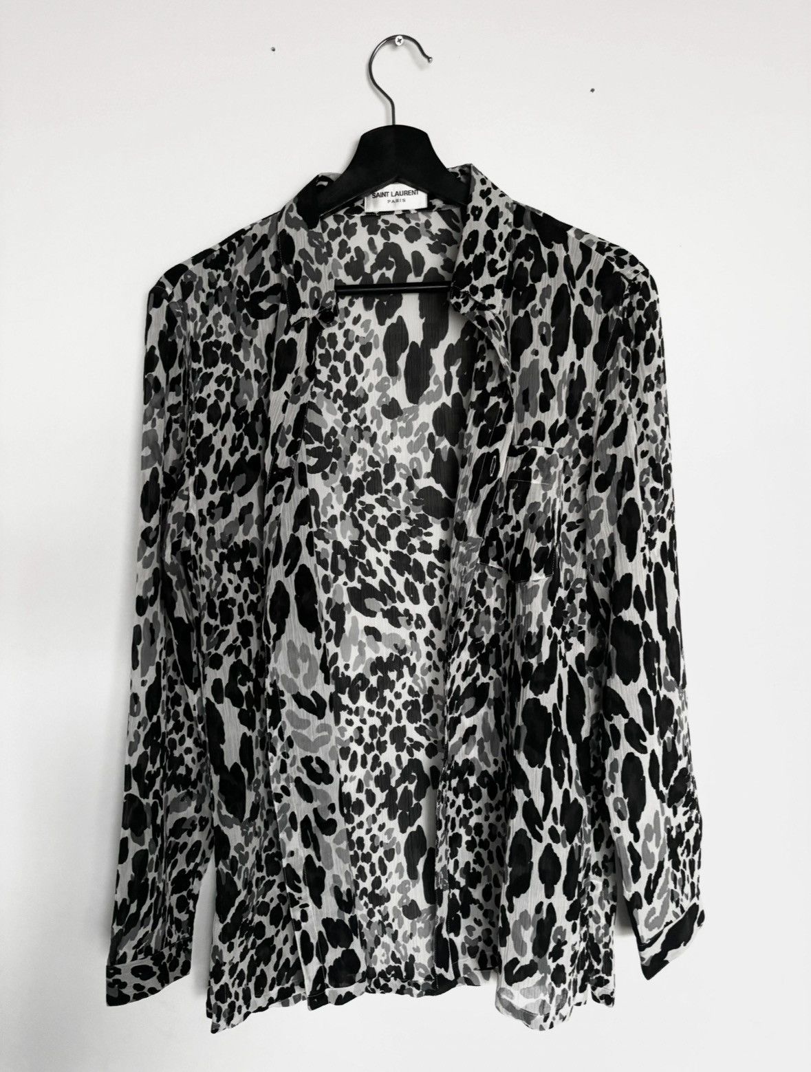 Saint Laurent Paris Silk Leopard Print Shirt