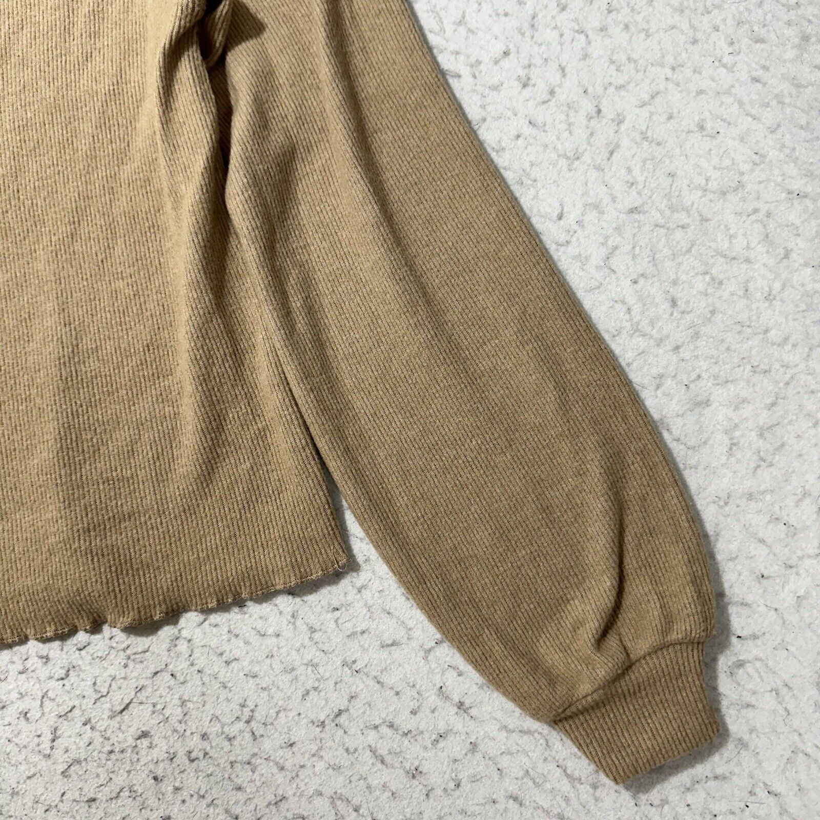 BB Dakota BB Dakota Small Crewneck Tan Brown Lettuce Hem Long Sleeve Size S / US 4 / IT 40 - 5 Thumbnail