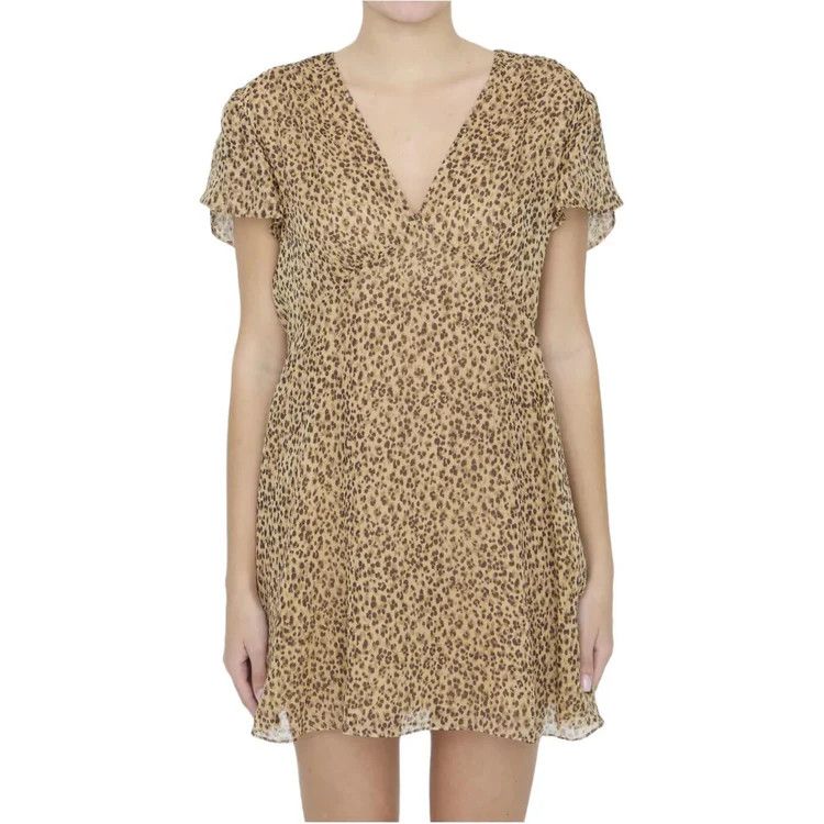 Celine o1y0725 Leopard-print Mini Dress in Beige/Brown Size M / US 6-8 / IT 42-44 - 3 Thumbnail