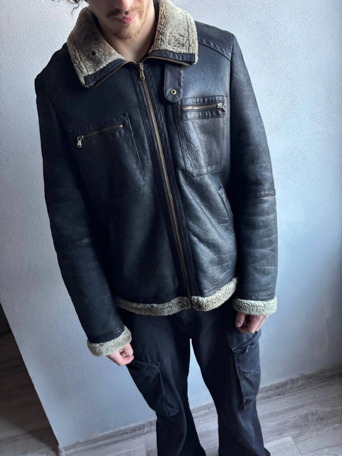Dolce & Gabbana Vtg Sheepskin Shearling 1990s Dolce&Gabbana Leather Jacket Size US L / EU 52-54 / 3 - 5 Thumbnail