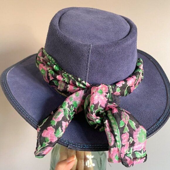 Vintage Vintage Australian Blue Suede Vented Bush Hat - S 🇦🇺 Size ONE SIZE - 6 Thumbnail