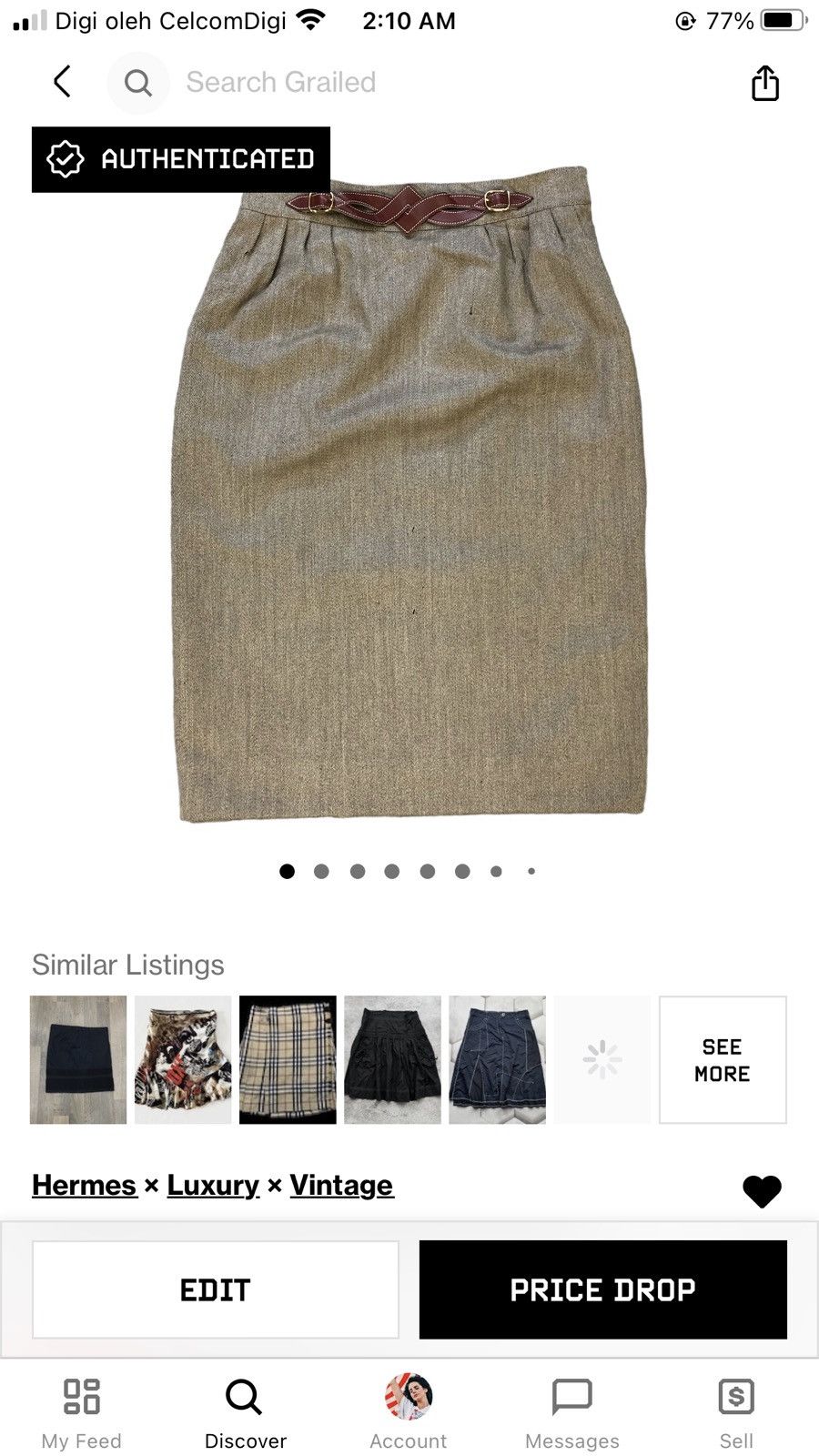 Hermes HERMES PARIS WOOL SKIRTS #7100-109 Size 27" / US 4 / IT 40 - 10 Thumbnail