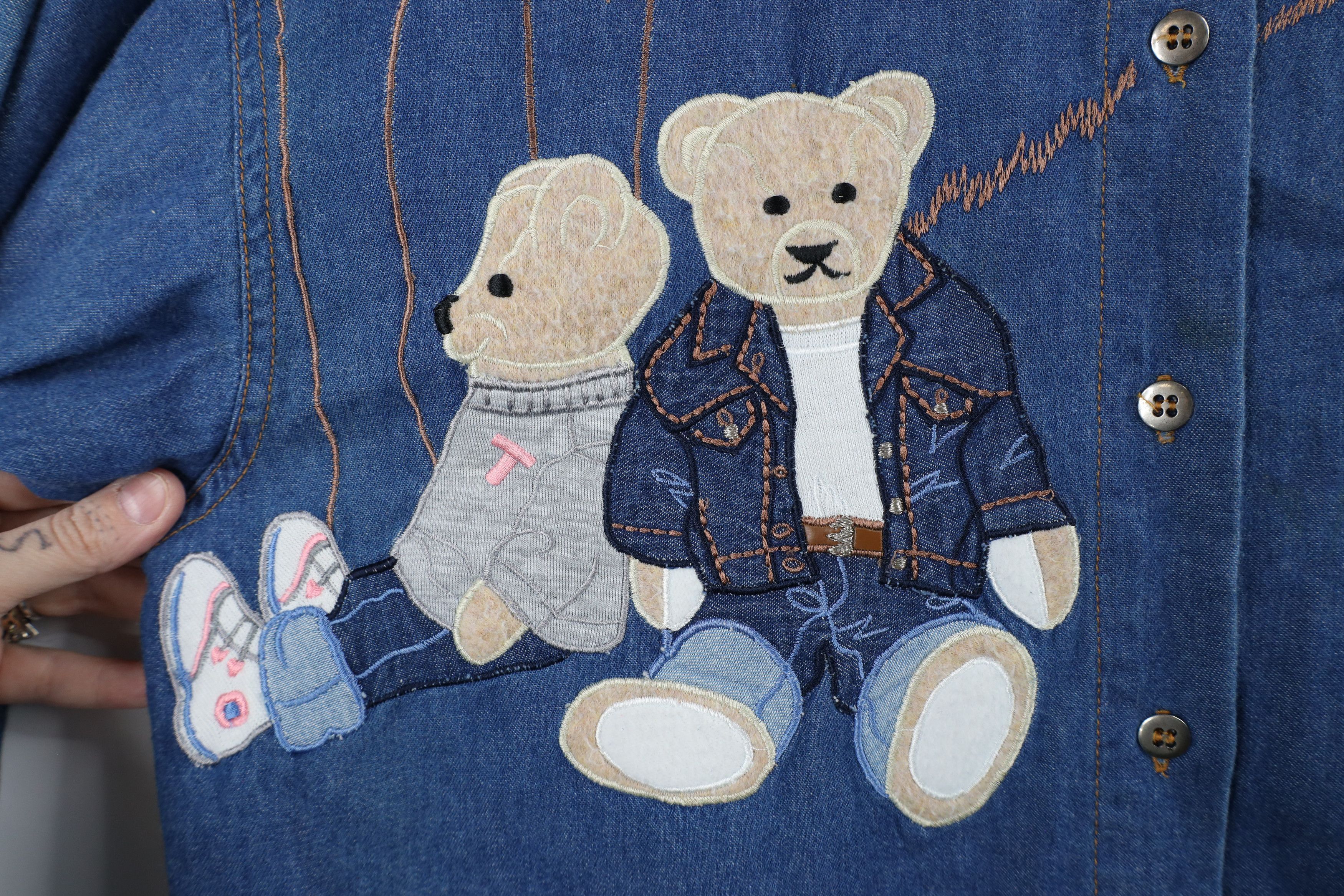Vintage Vintage 90s Streetwear Teddy Bear Denim Jean Button Shirt Size M / US 6-8 / IT 42-44 - 9 Thumbnail