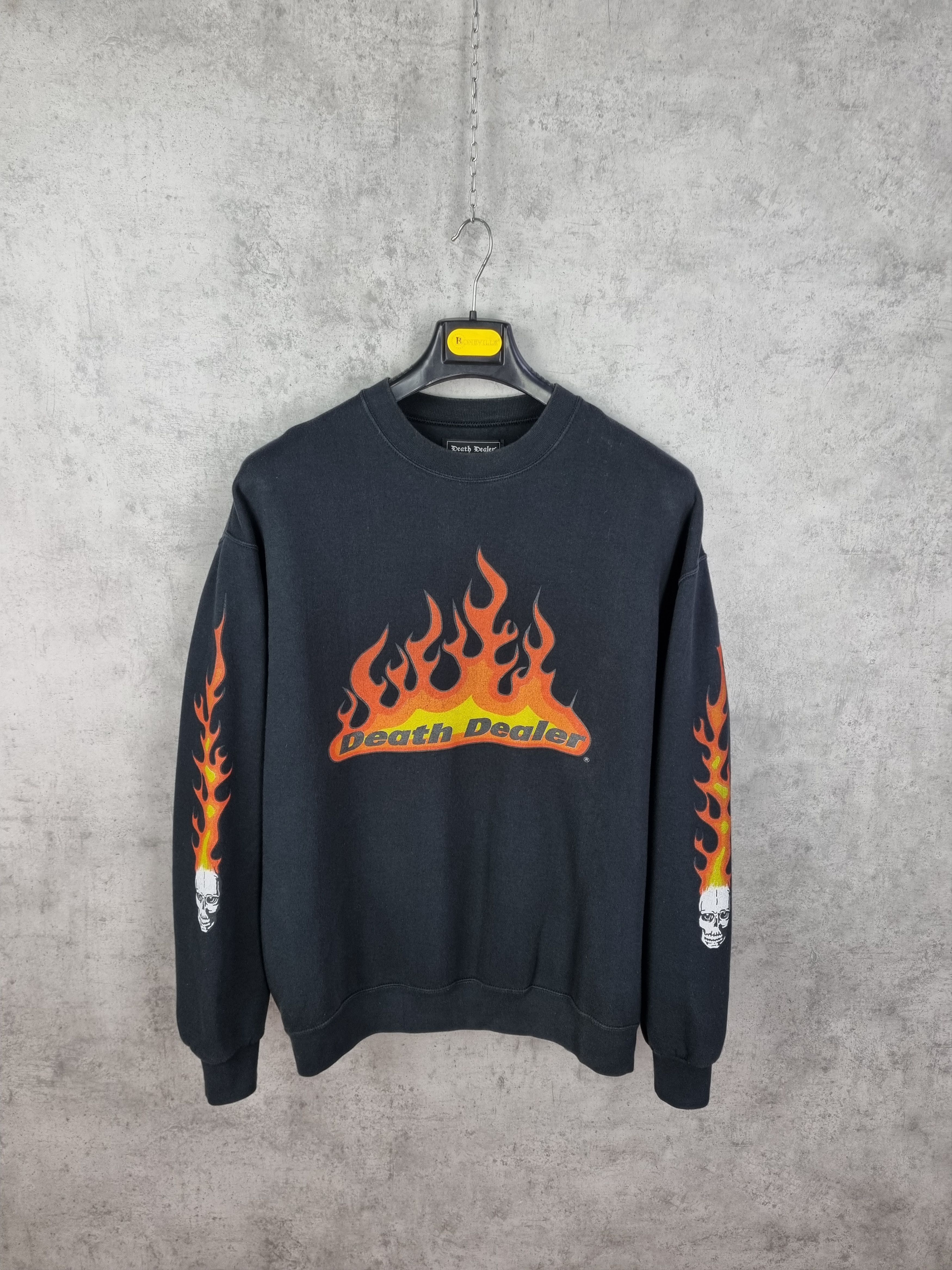 Vintage Death Dealer Flames Fire Sweatshirt Thrasher style
