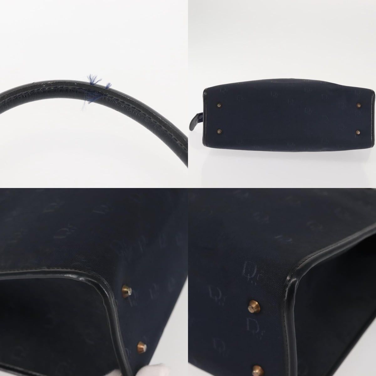 Dior DIOR Honeycomb Canvas Hand Bag Navy Gold Size ONE SIZE - 10 Thumbnail