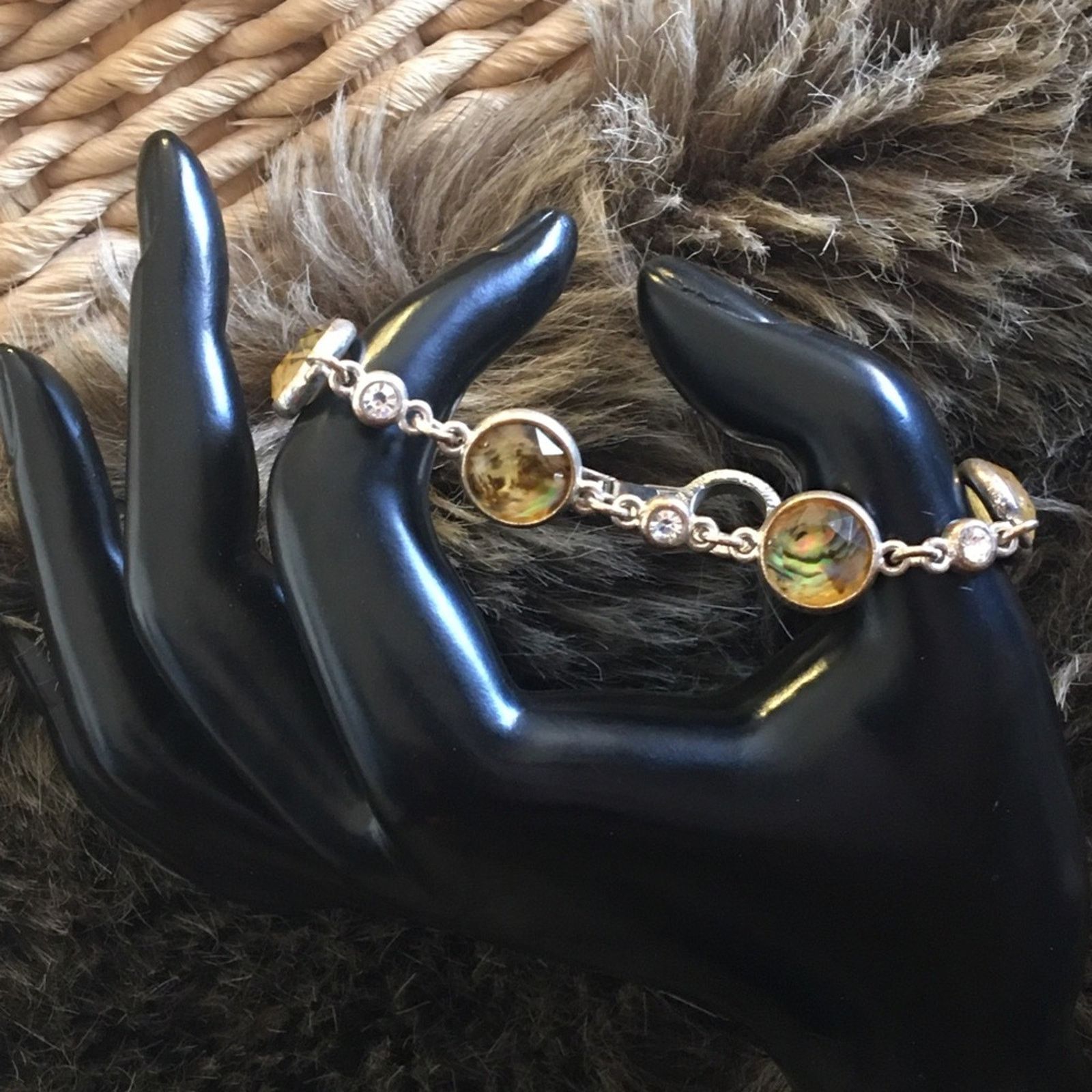 Vintage Vintage faux abalone faceted dome link bracelet Size ONE SIZE - 1 Thumbnail