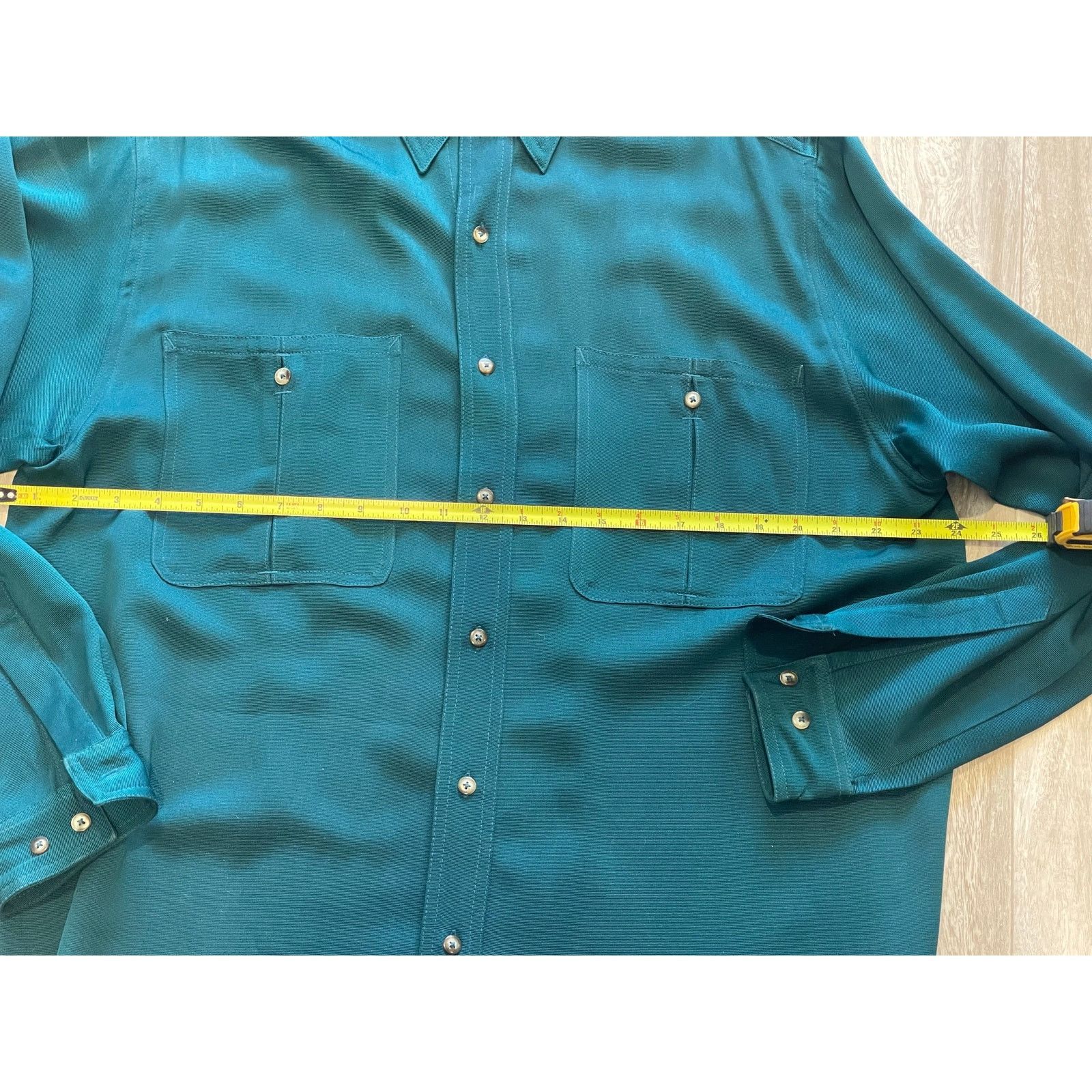 I. Magnin VTG I. Magnin Men's 100% Silk Teal Blue Button Down Size M Size US M / EU 48-50 / 2 - 4 Thumbnail