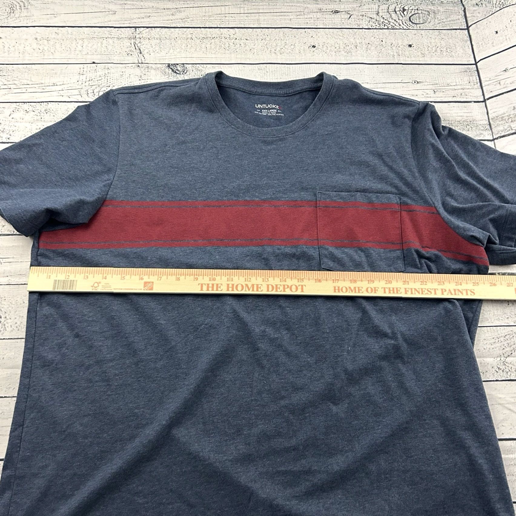 UNTUCKit UNTUCKit Roco Short Sleeve Pocket T Shirt Men's 3XL Blue Red Size US XXL / EU 58 / 5 - 4 Thumbnail