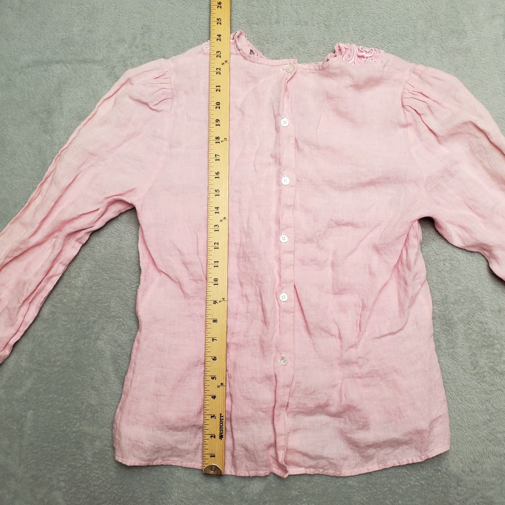 Pinko Westminsterlace Shirt Womens 12 Pink 100% Linen Lace Back Whimsey Cottage Casual Shirt Womens 12 Pink Linen Lace Back Whimsey Cottage Casual Size XL / US 12-14 / IT 48-50 - 4 Thumbnail