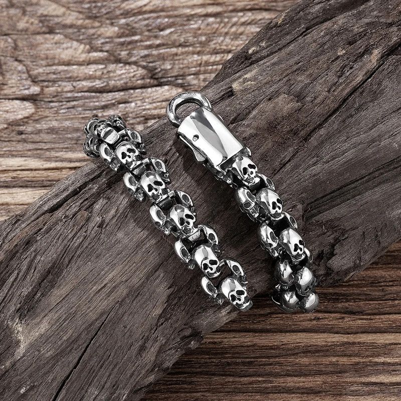 Other Punk Rock Gothic Skull Link Chain Bracelet Bangles Gift Size ONE SIZE - 4 Thumbnail