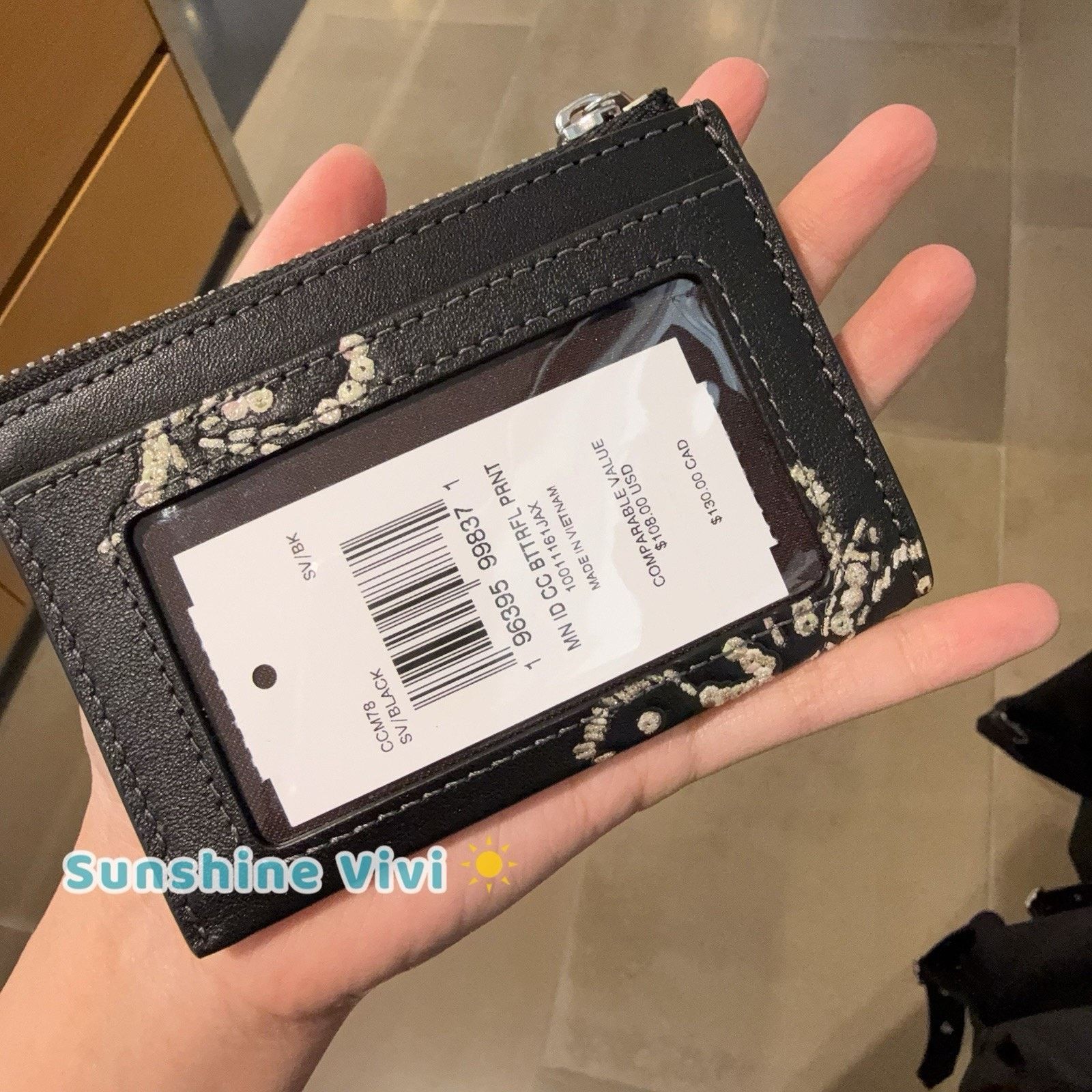Coach NWT Coach Mini Skinny Id Case Butterfly Print CCM78 Black Size ONE SIZE - 4 Thumbnail