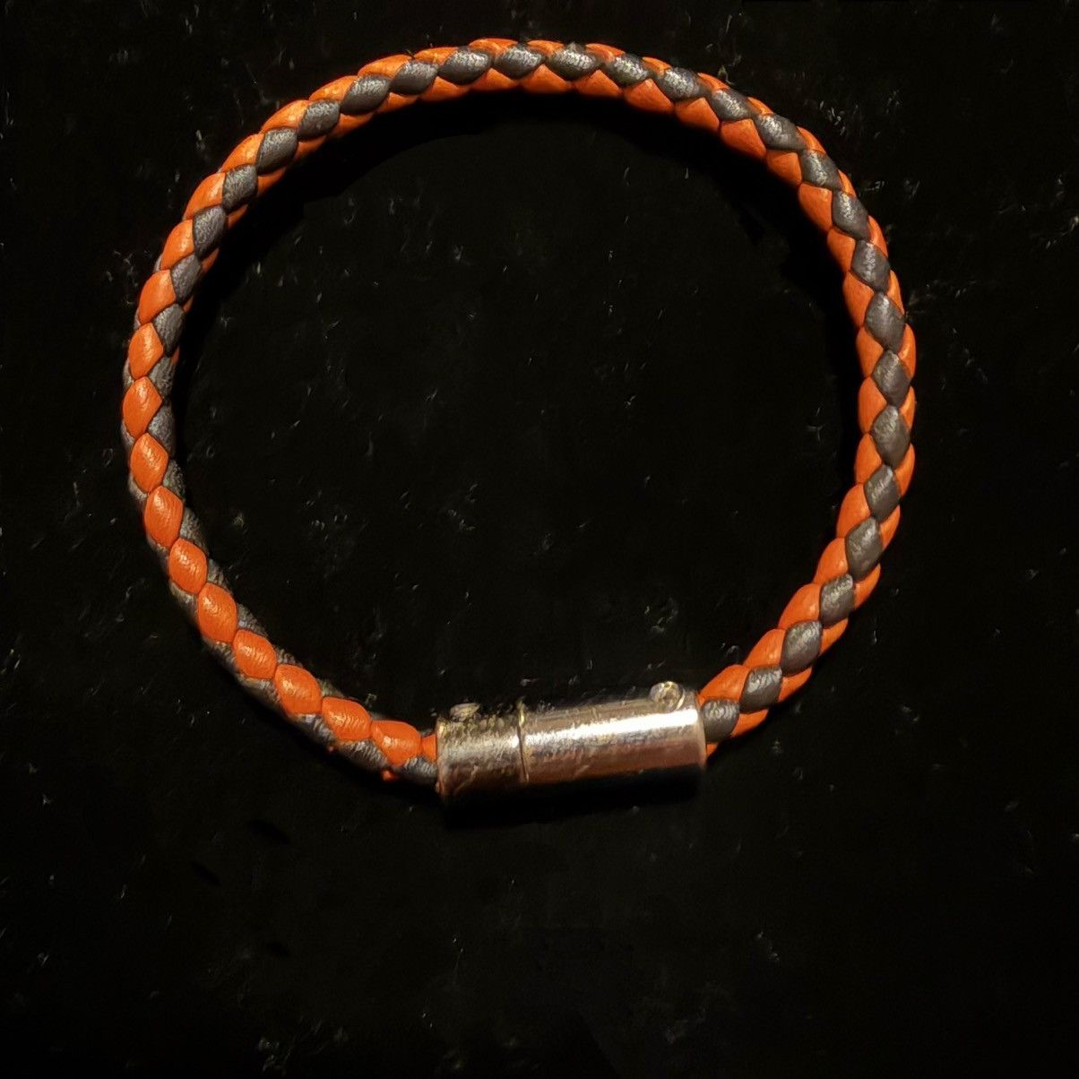 Tod's Tod’s Italy Woven Leather Bracelet Black Orange 8” Size ONE SIZE - 3 Thumbnail