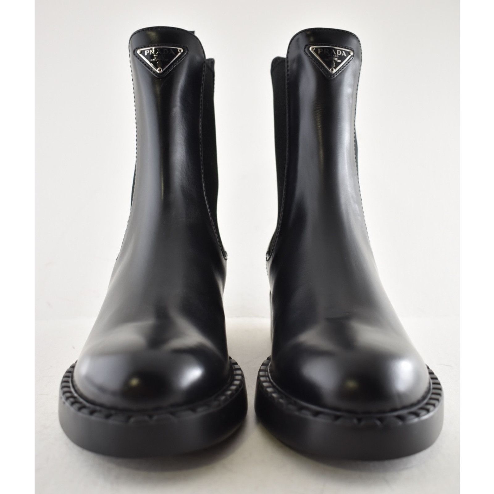 Prada Prada Chocolate Brushed Leather Black Pull On Chelsea Size US 8.5 / IT 38.5 - 8 Thumbnail