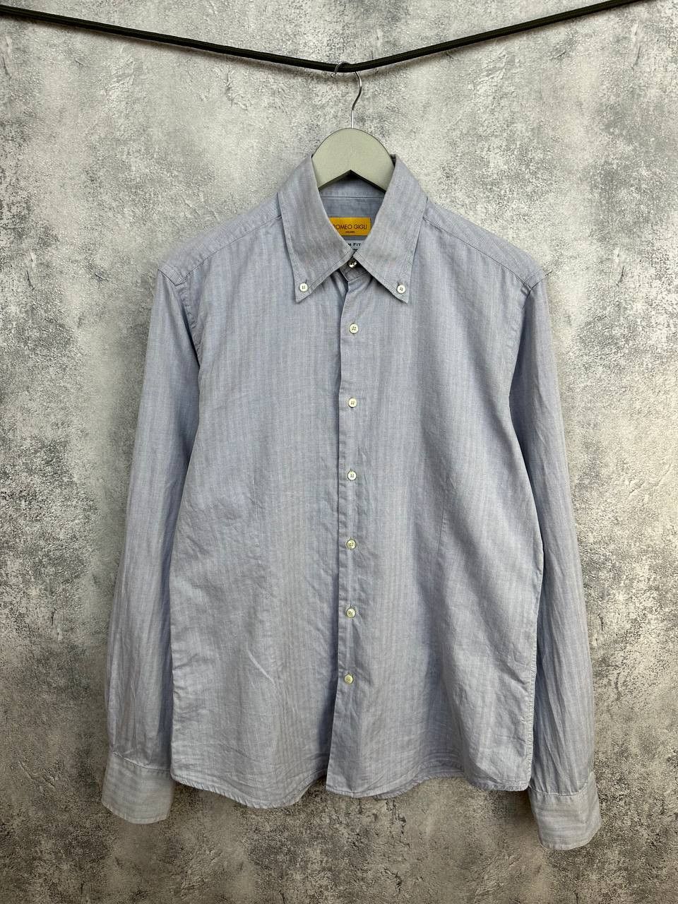 Romeo Gigli Romeo Gigli Milano Slim Fit Button-Up Shirt Light Gray/Blue Size US XL / EU 56 / 4 - 1 Thumbnail