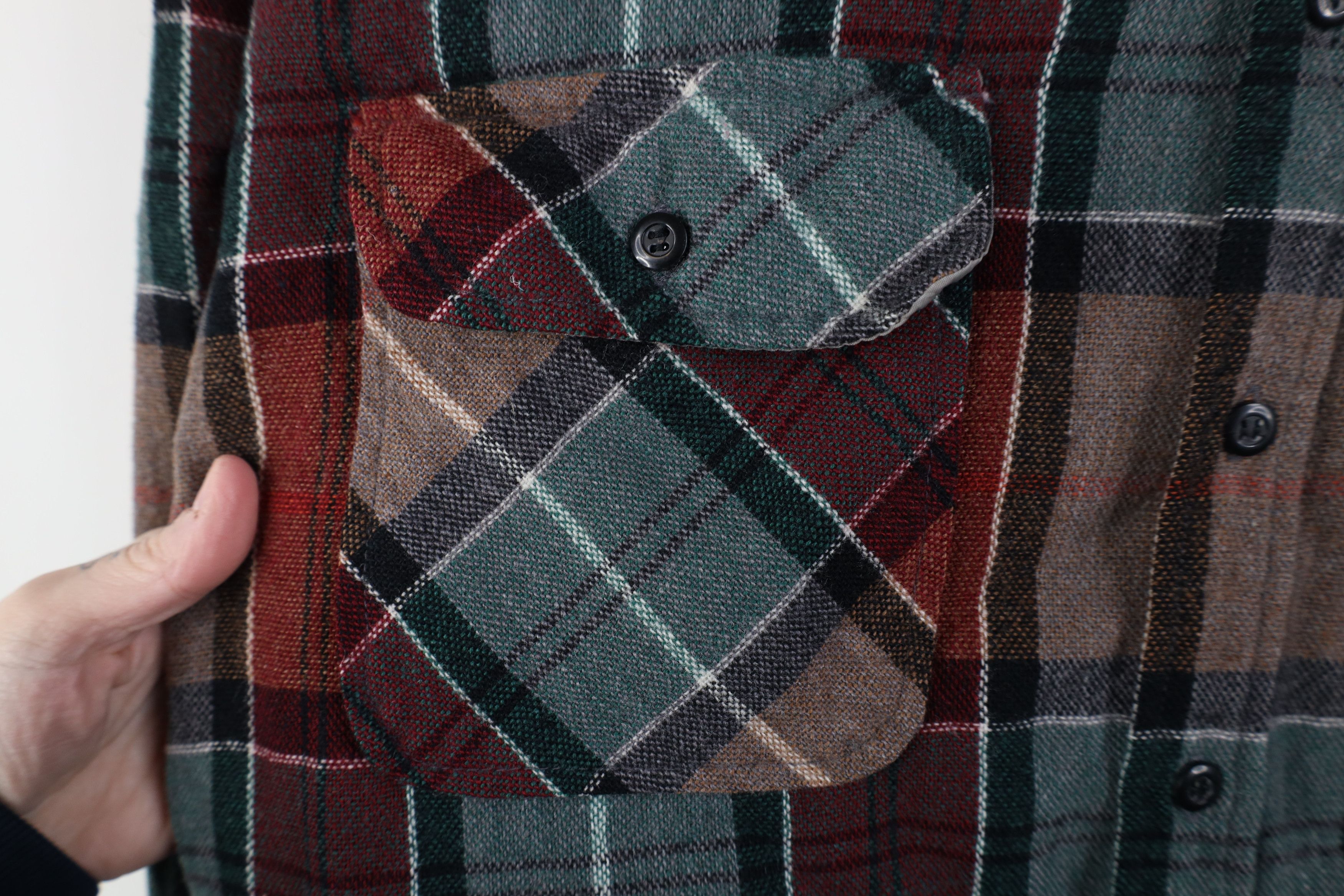 Vintage Vintage 70s 80s Streetwear Knit Collared Button Shirt Plaid Size US XL / EU 56 / 4 - 4 Thumbnail