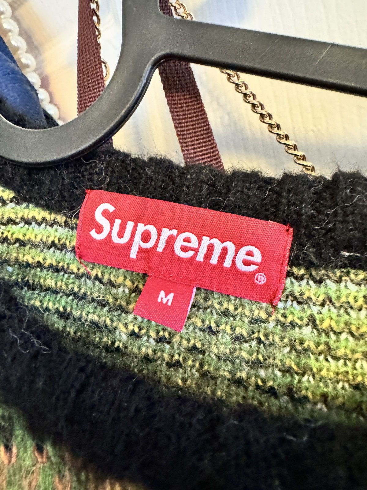 Streetwear × Supreme × Vintage Supreme brushed plaid sweater black  